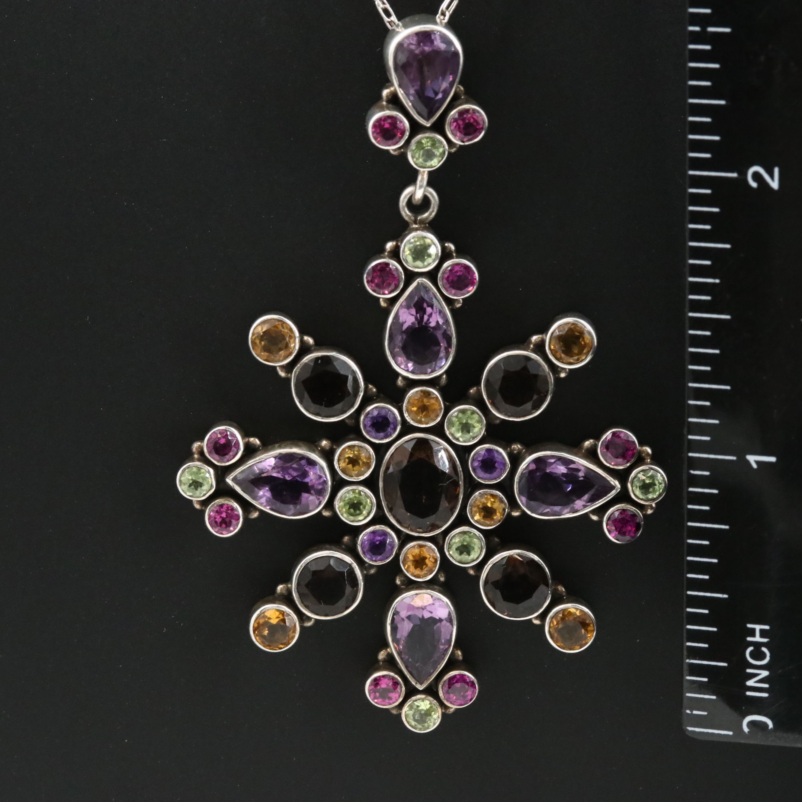 Nicky Butler Sterling Amethyst and Gemstone Pendant Necklace