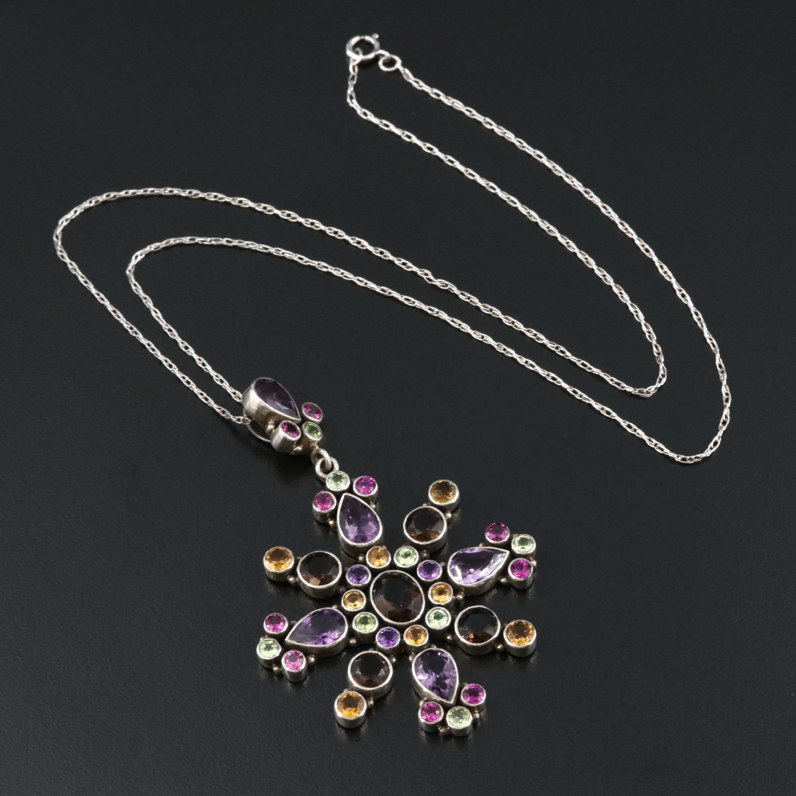 Nicky Butler Sterling Amethyst and Gemstone Pendant Necklace