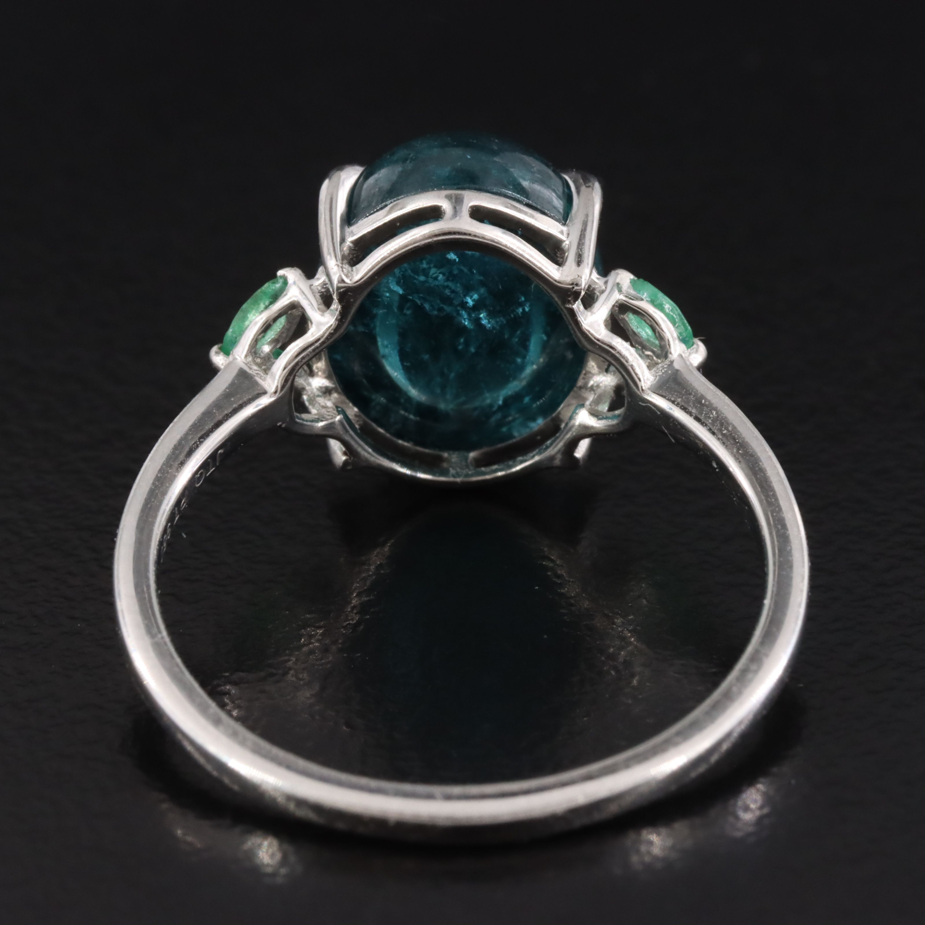 Platinum 4.48 CT Tourmaline and Emerald Ring