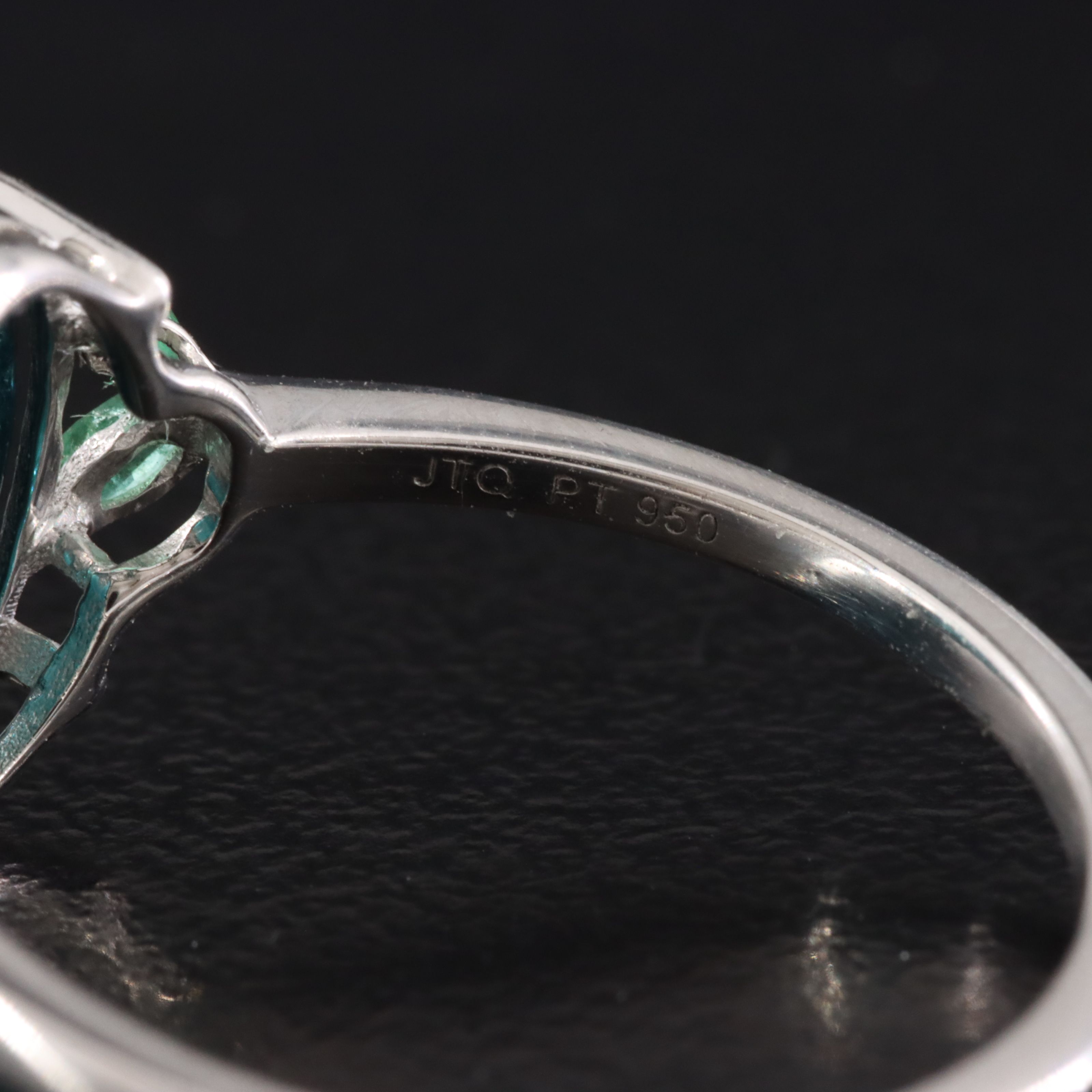 Platinum 4.48 CT Tourmaline and Emerald Ring