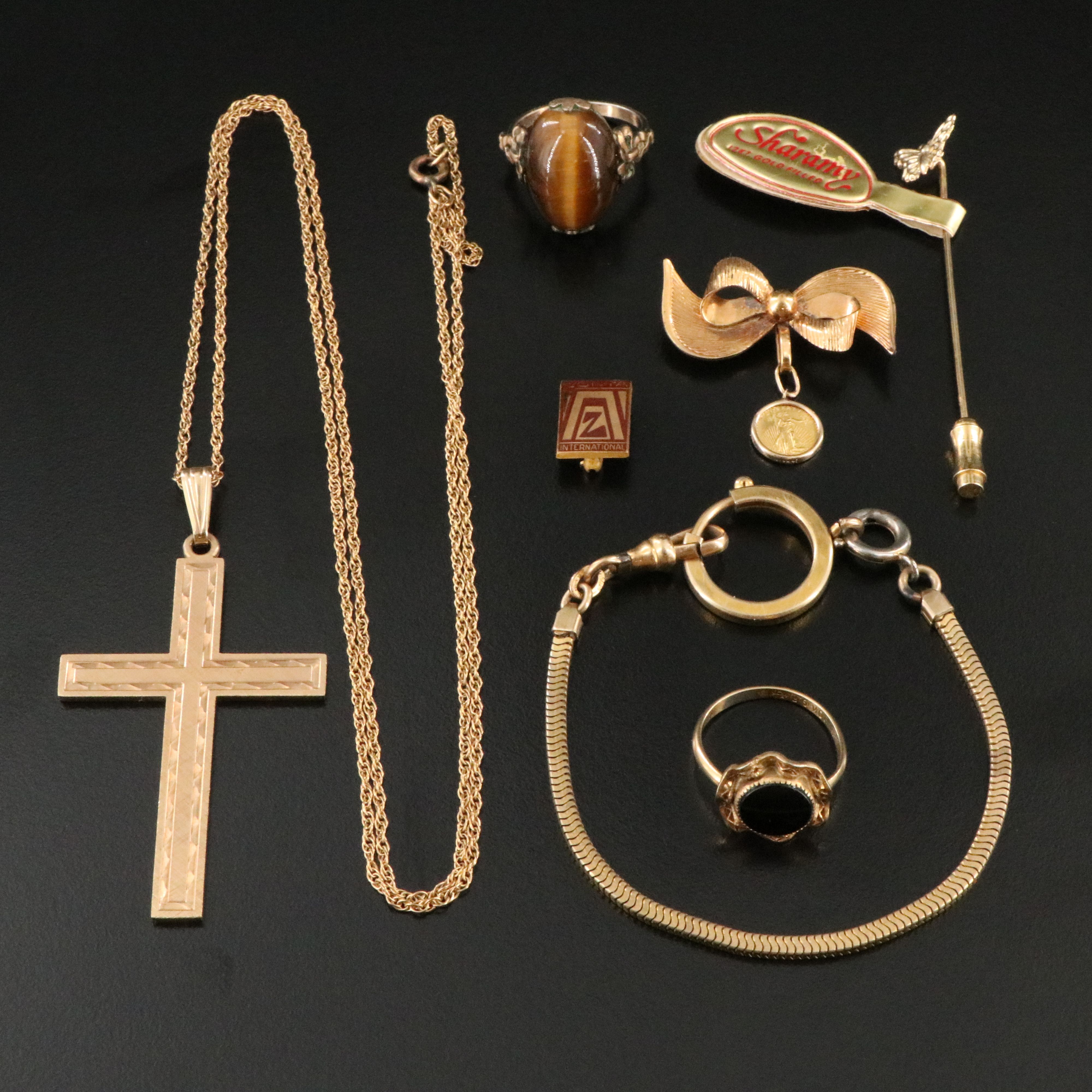 Miniature 24K Saint-Gaudens Replica $20 Coin Featured in Vintage Jewelry