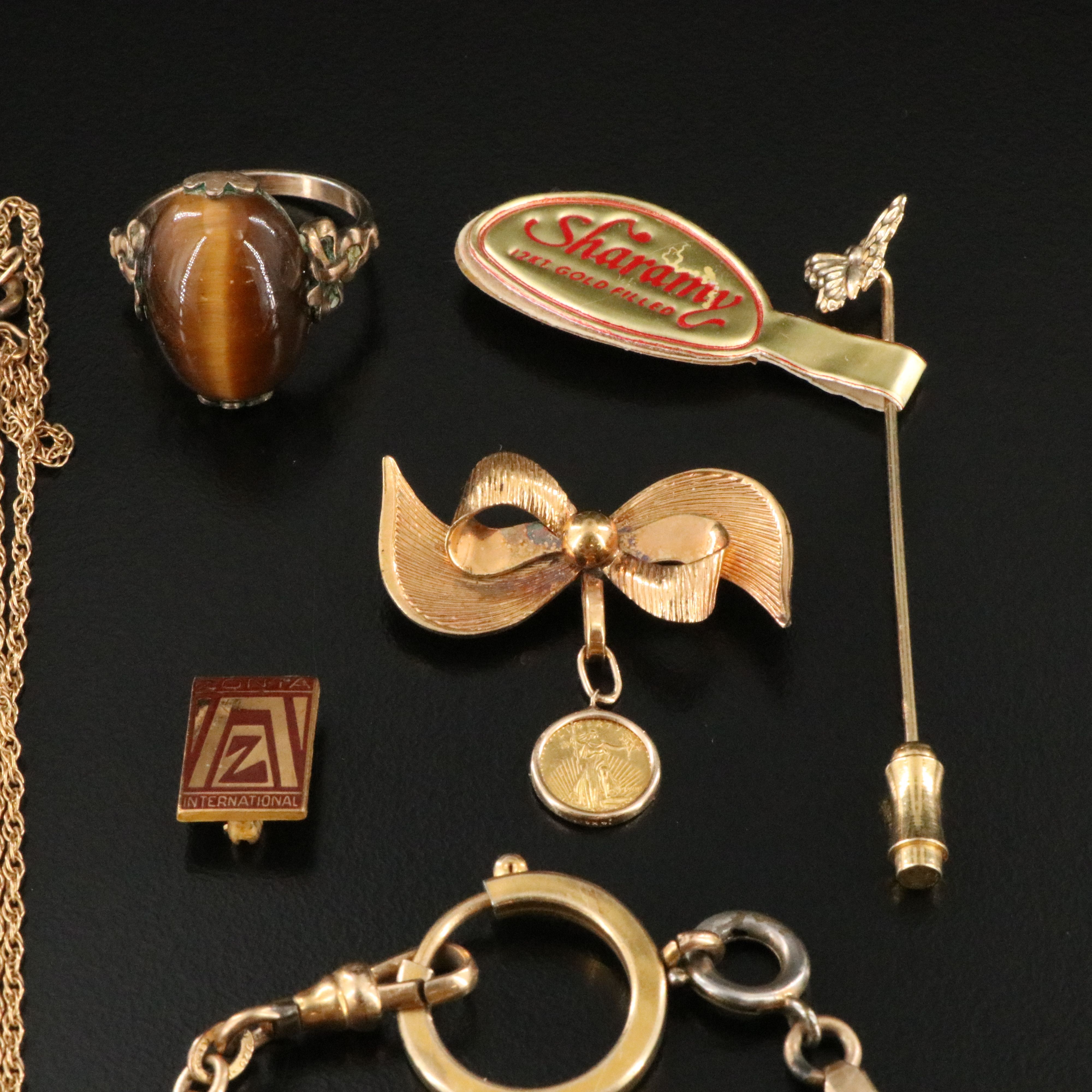 Miniature 24K Saint-Gaudens Replica $20 Coin Featured in Vintage Jewelry