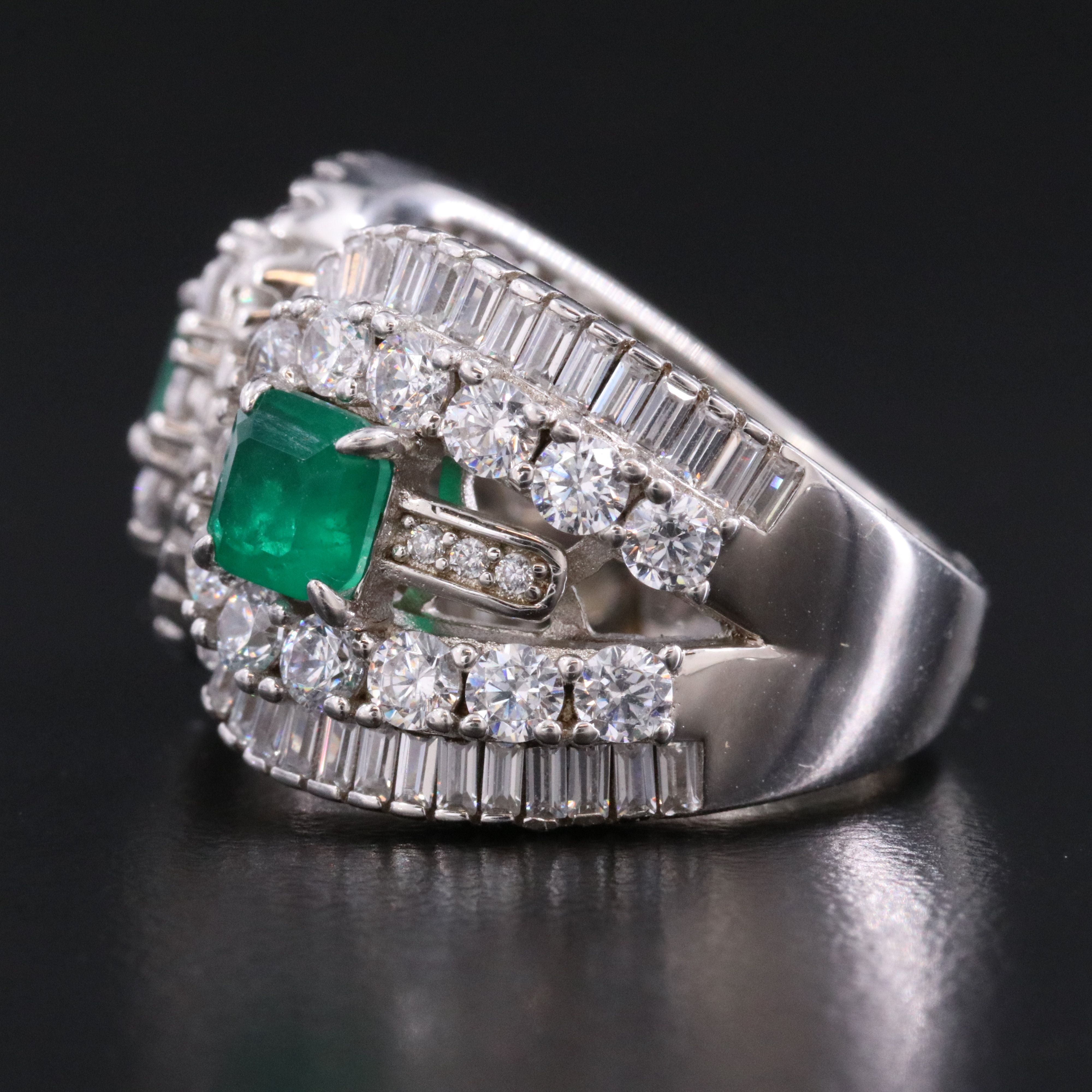 Sterling Glass and CZ Ring