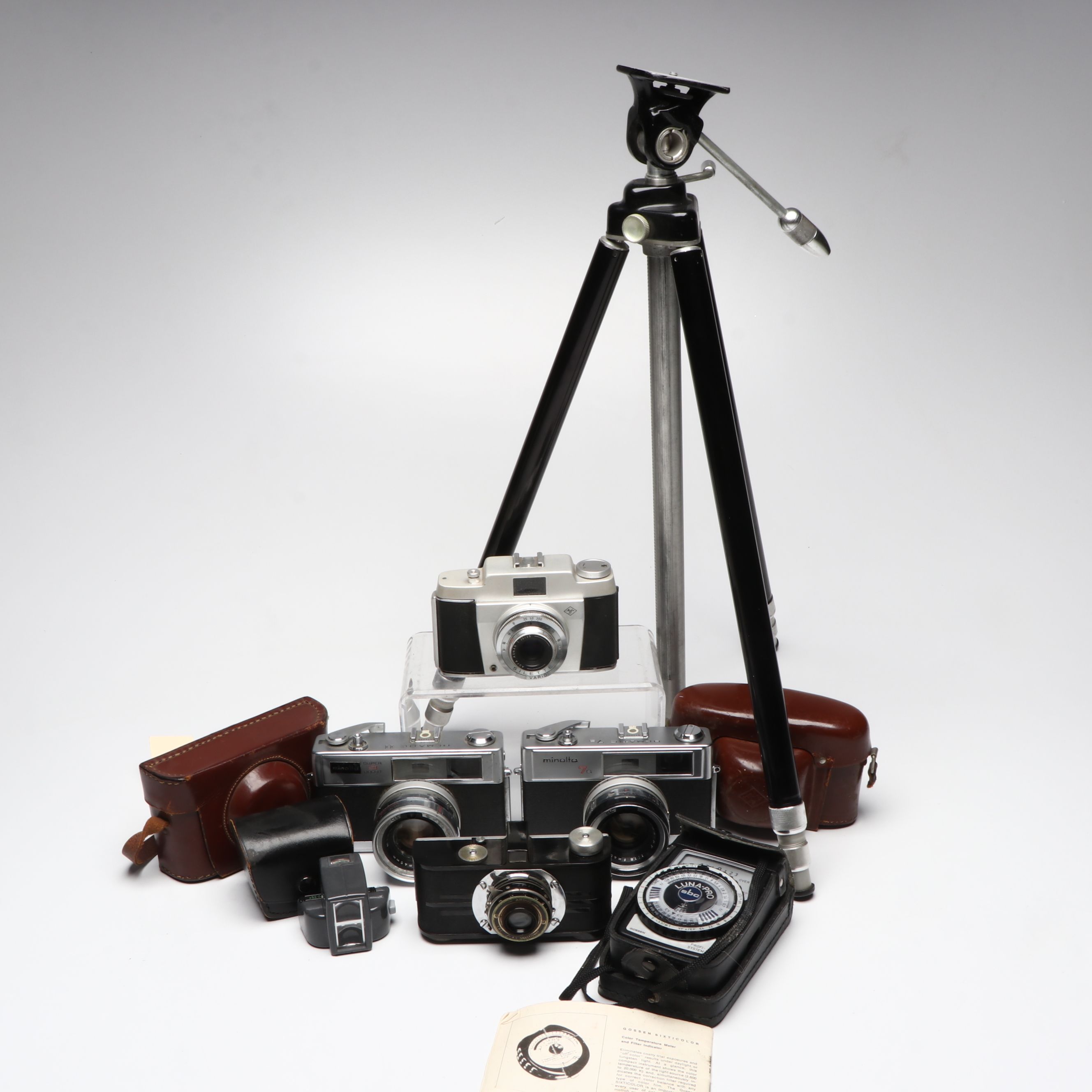 Argus A, Minolta 7S, Other Film Cameras with Accessories, Early to Mid-20th C.