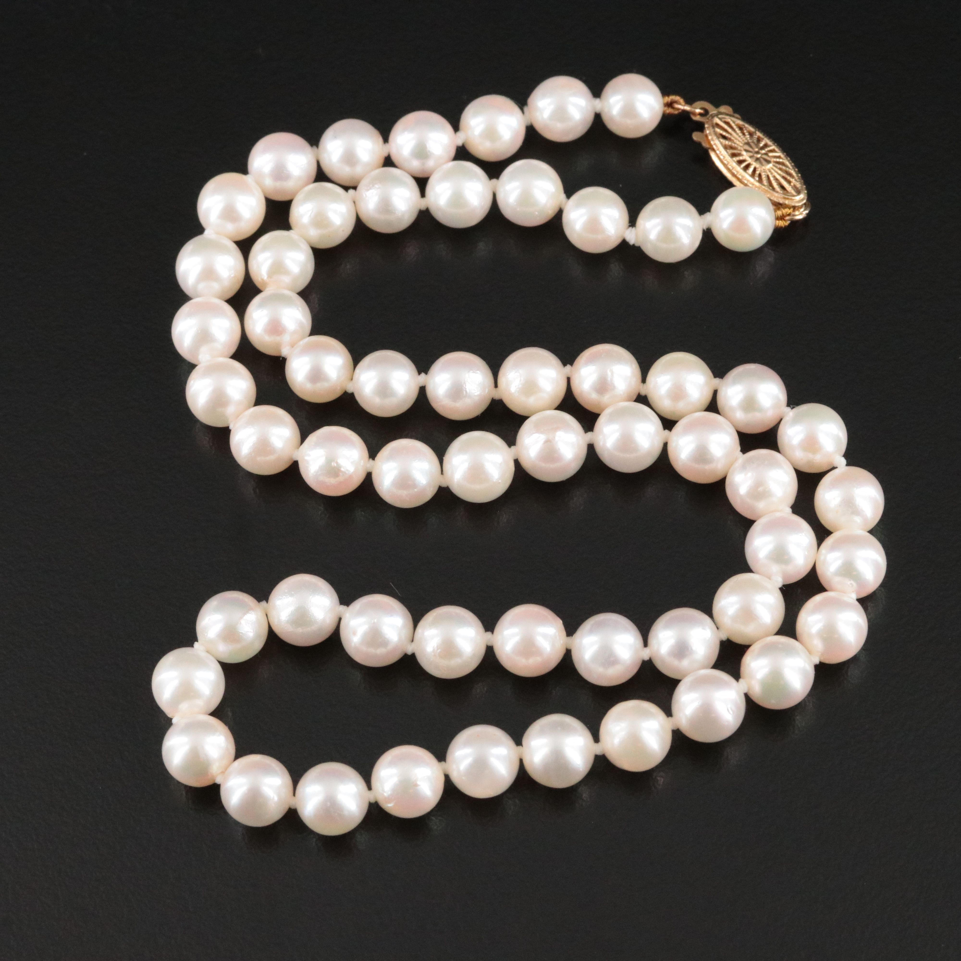 Pearl Necklace with 14K Clasp