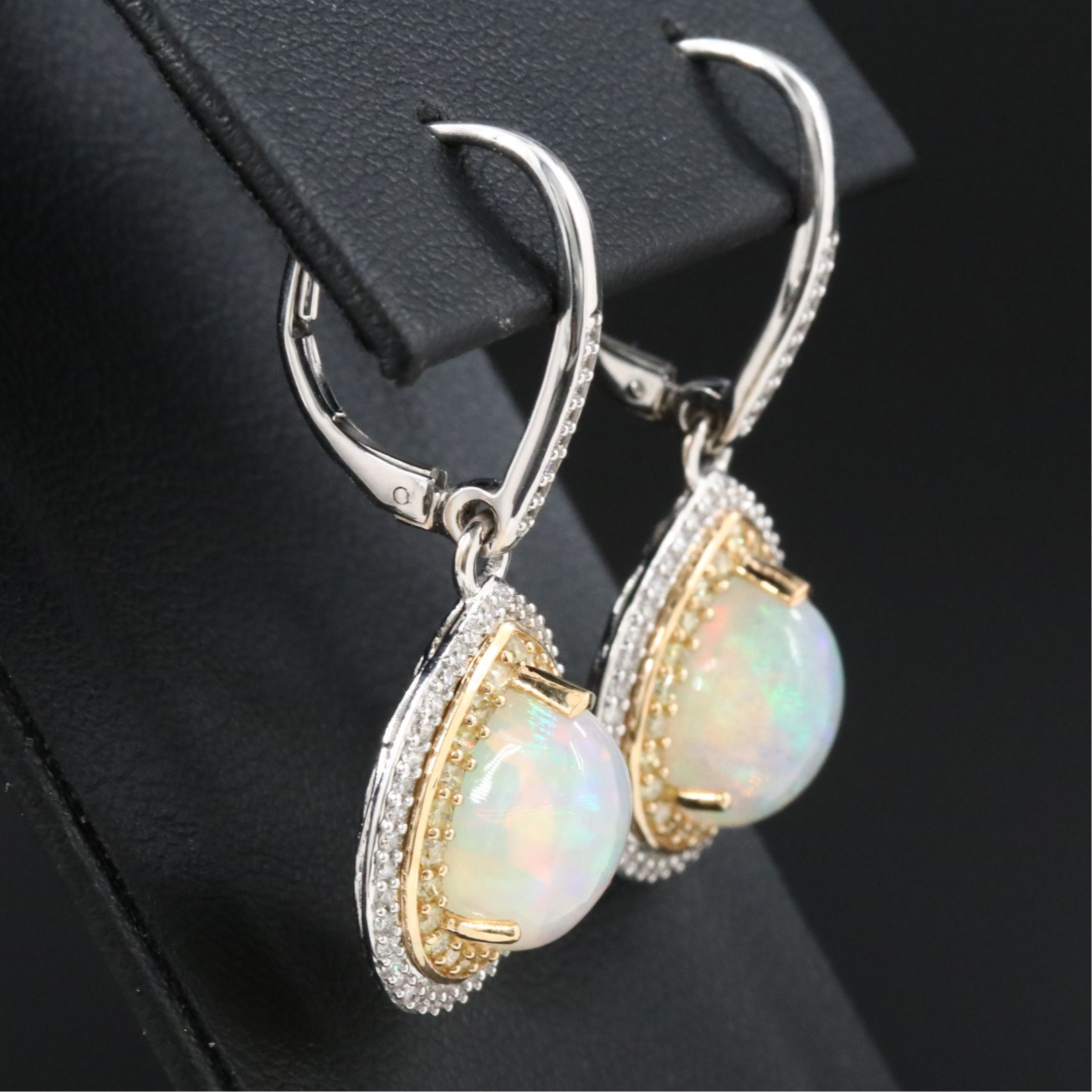 Chromia 18K Opal and Diamond Drop Earrings with Fancy Yellow Diamonds