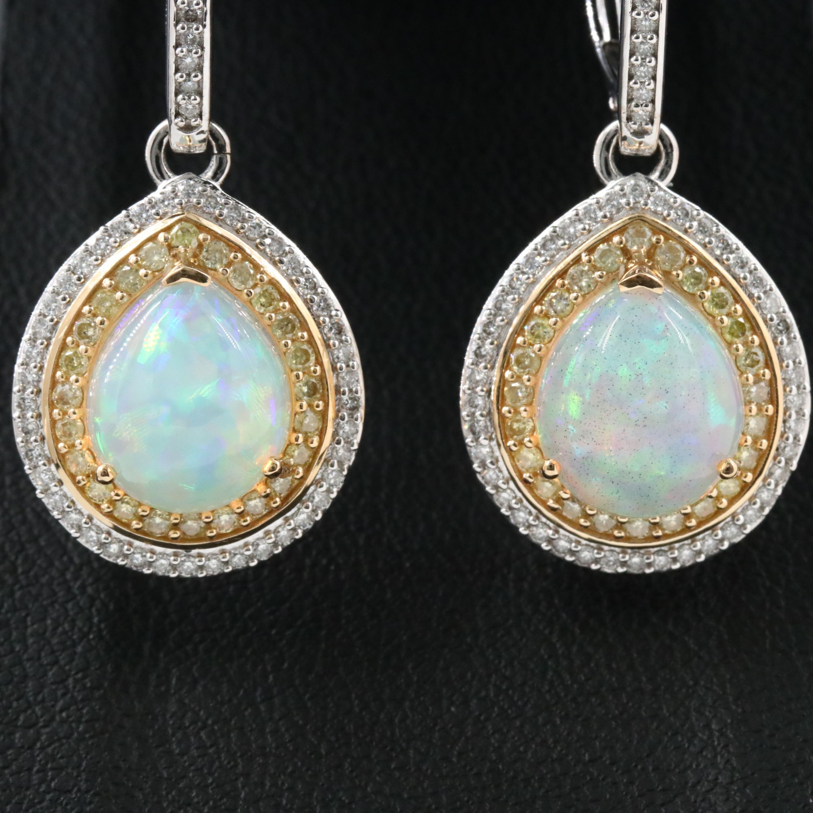 Chromia 18K Opal and Diamond Drop Earrings with Fancy Yellow Diamonds