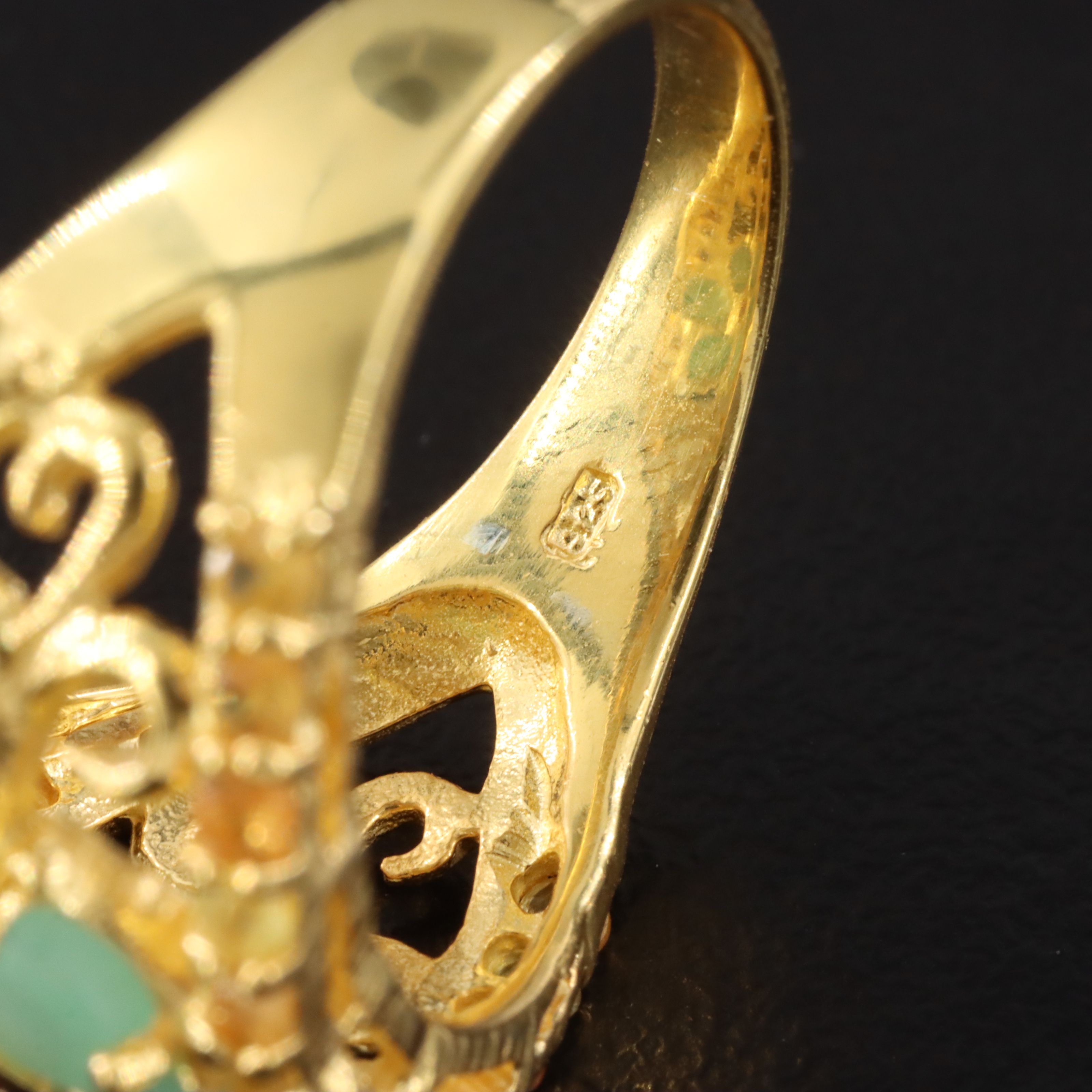 Sterling Emerald and Ruby Flower Ring