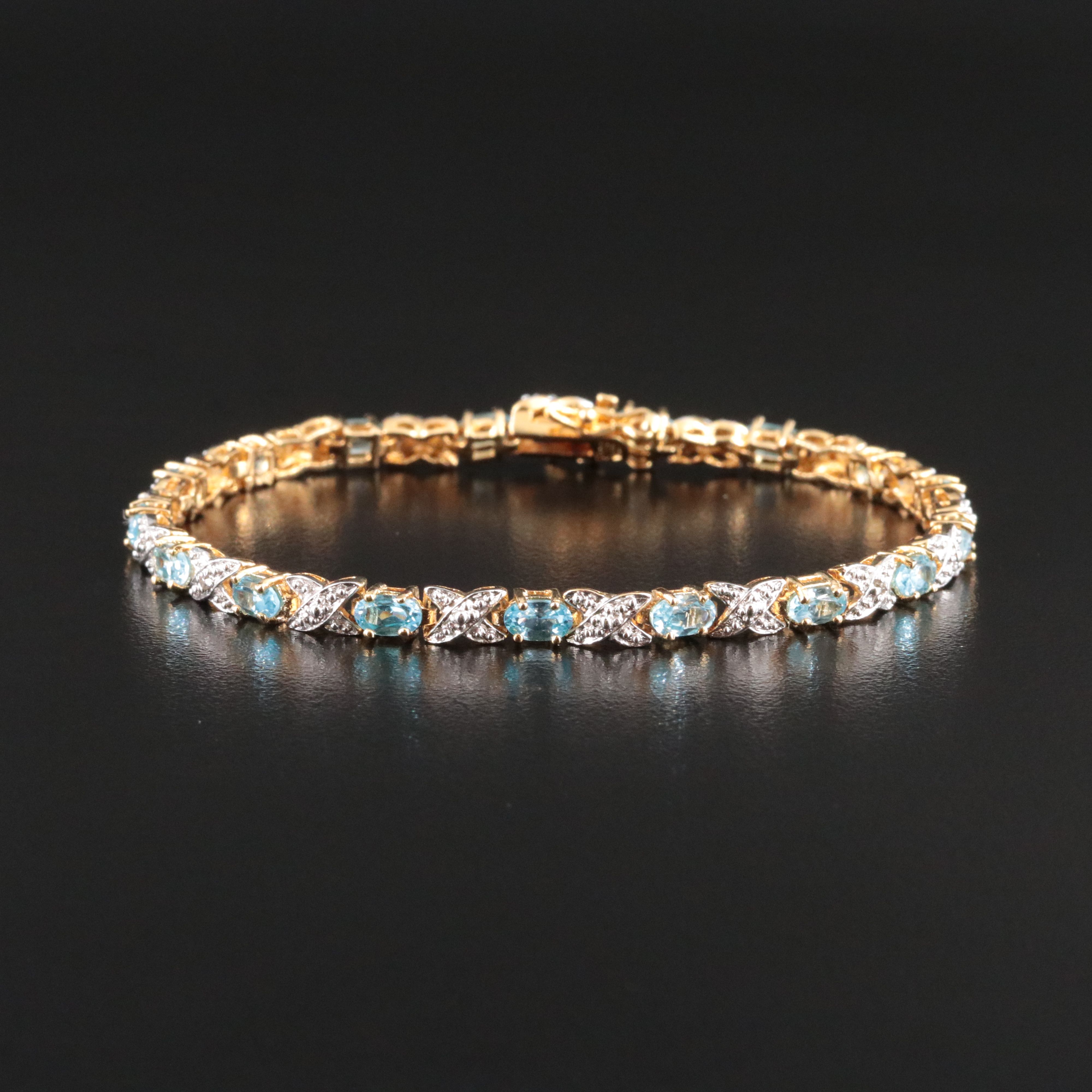 Sterling Topaz Bracelet with Diamond Accent