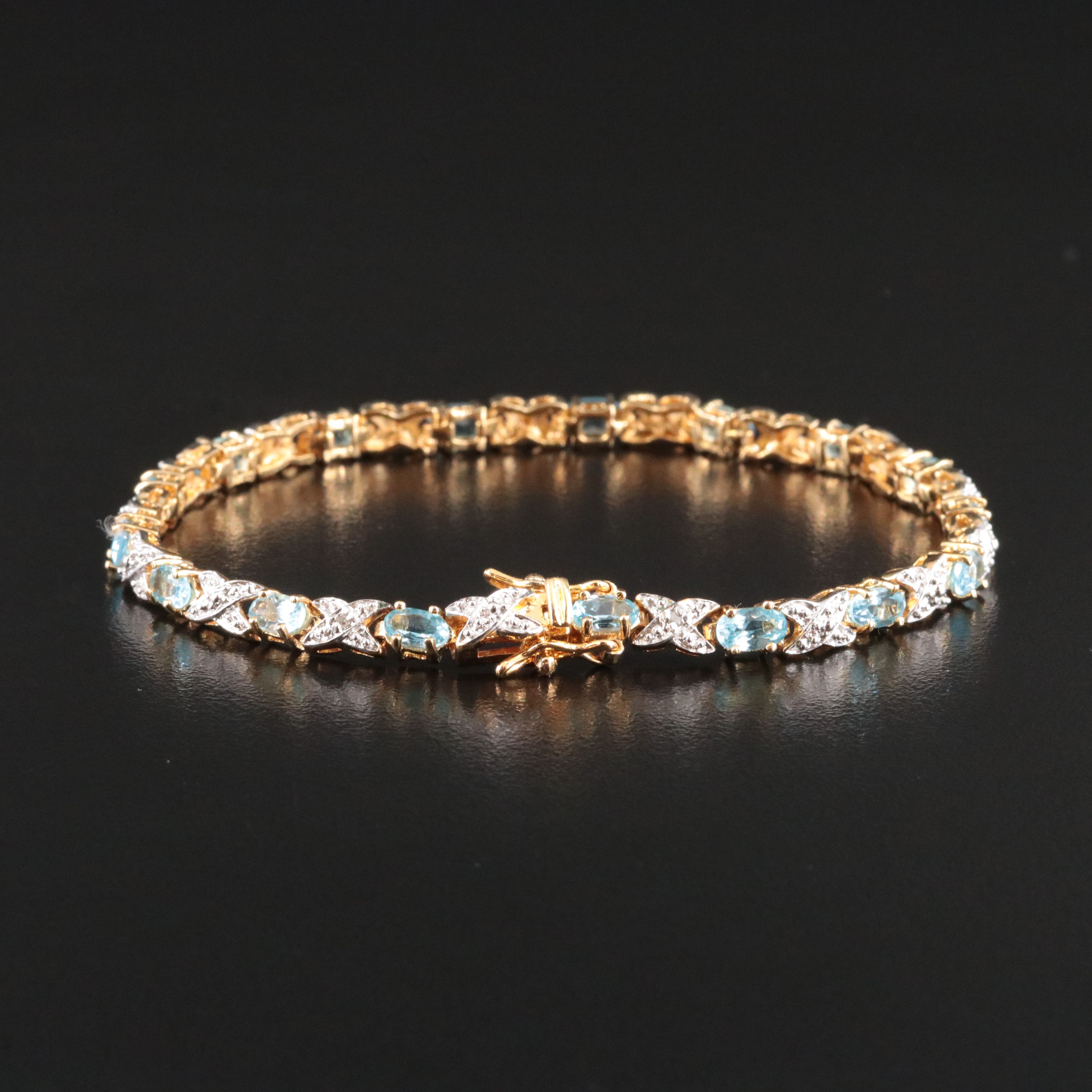 Sterling Topaz Bracelet with Diamond Accent
