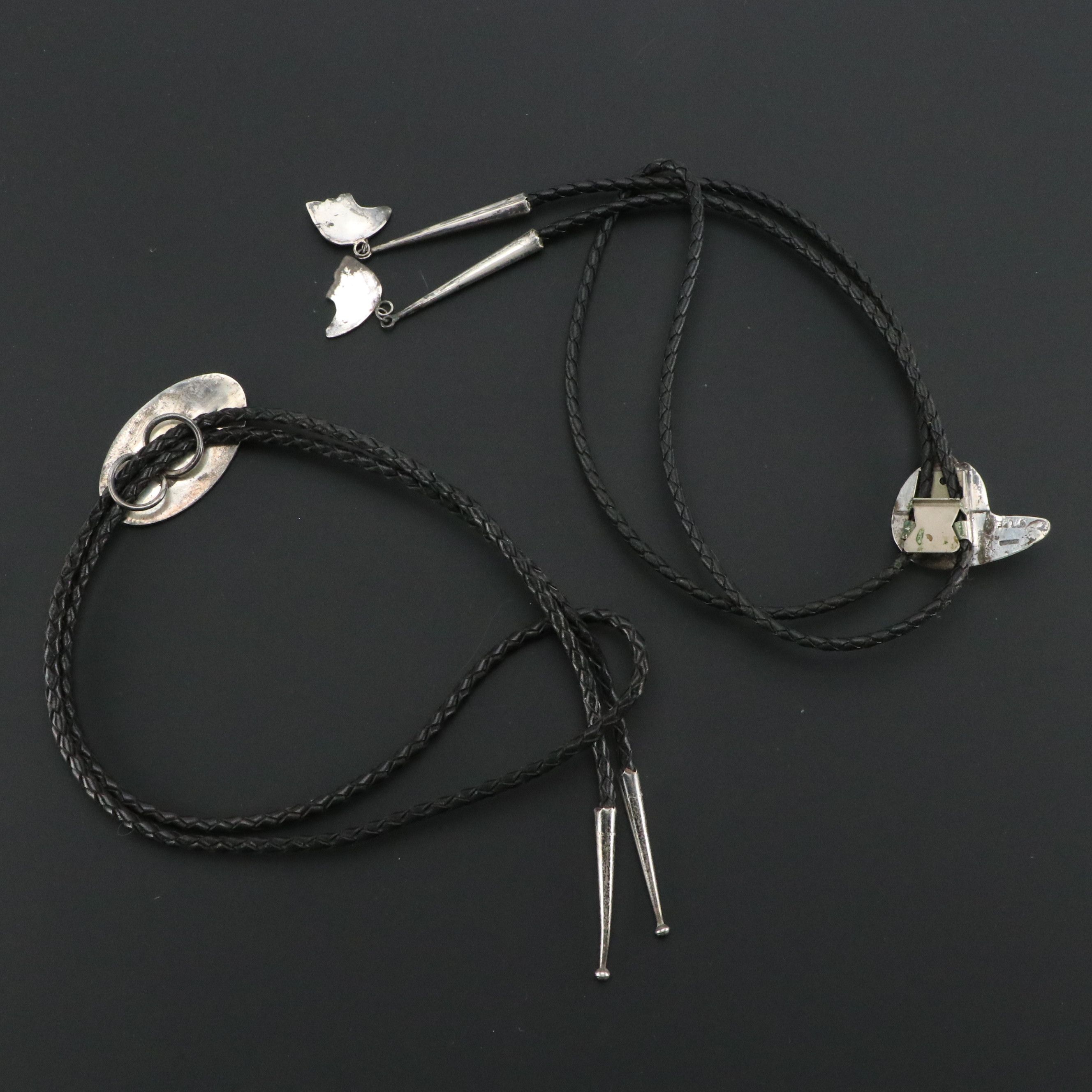 Effie Tawahongva Hopi and Cecil Lee Navajo Diné Sterling Turquoise Bolo Ties