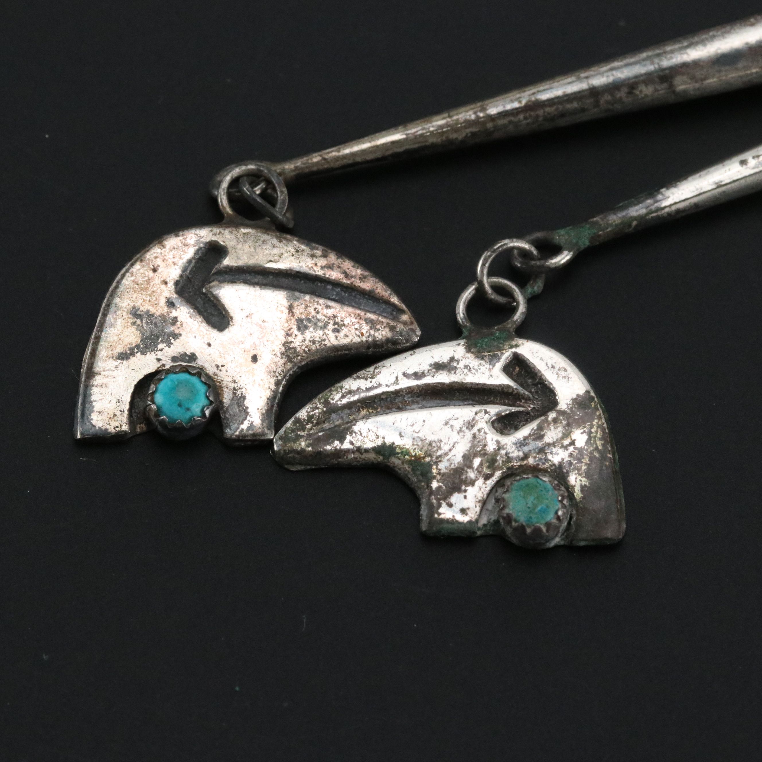 Effie Tawahongva Hopi and Cecil Lee Navajo Diné Sterling Turquoise Bolo Ties