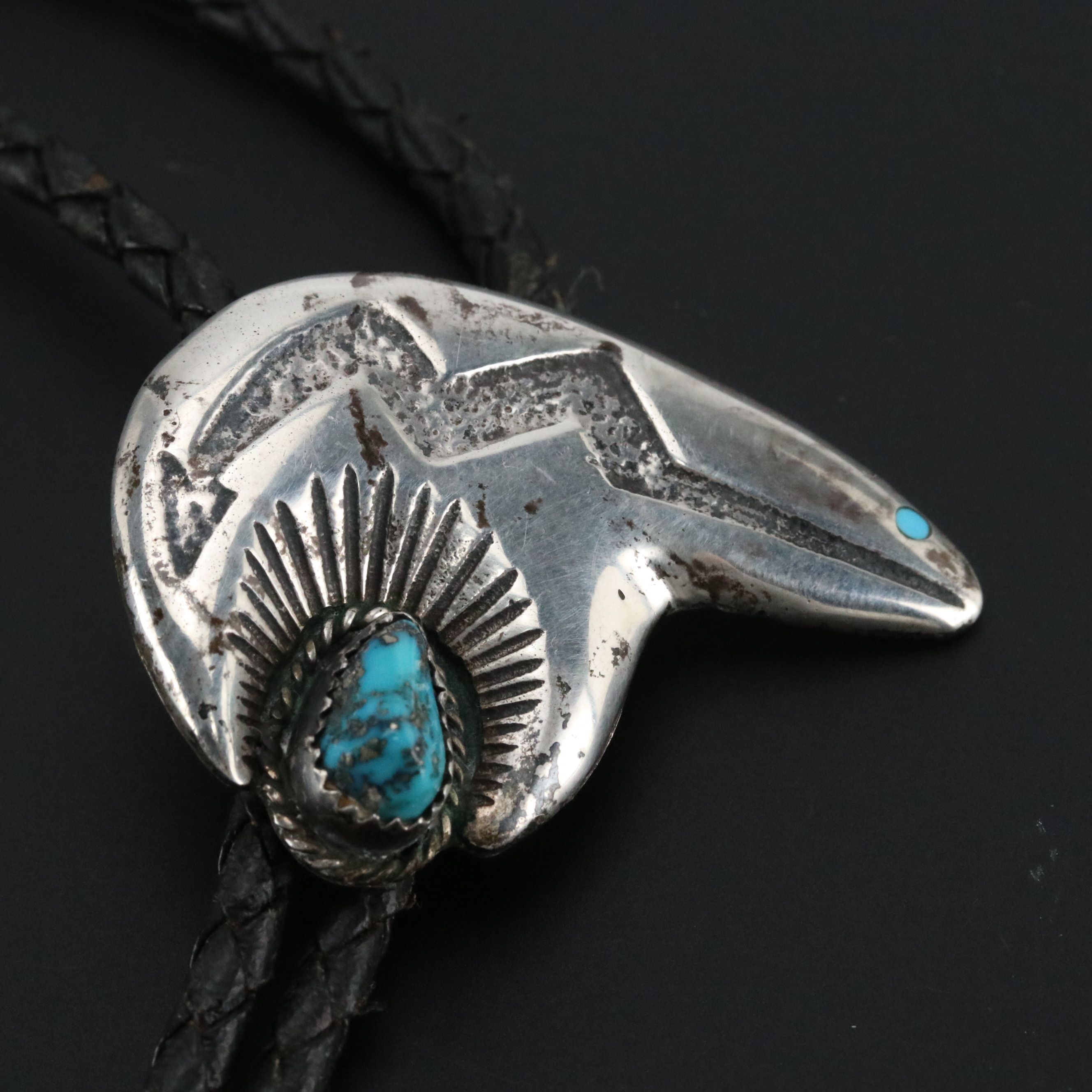 Effie Tawahongva Hopi and Cecil Lee Navajo Diné Sterling Turquoise Bolo Ties