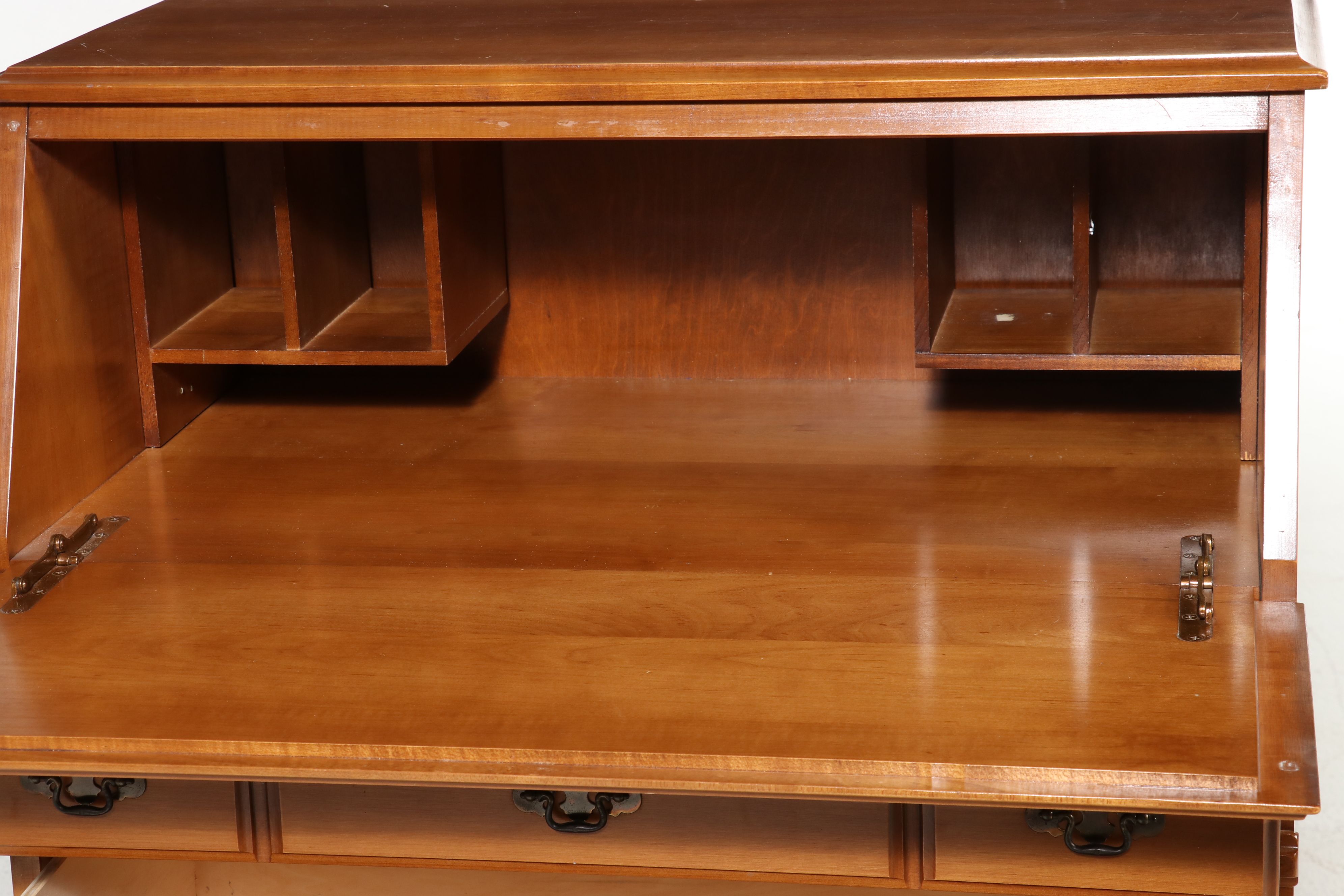 Colonial Style Maple Slant-Front Secretary Desk, Late 20th Century