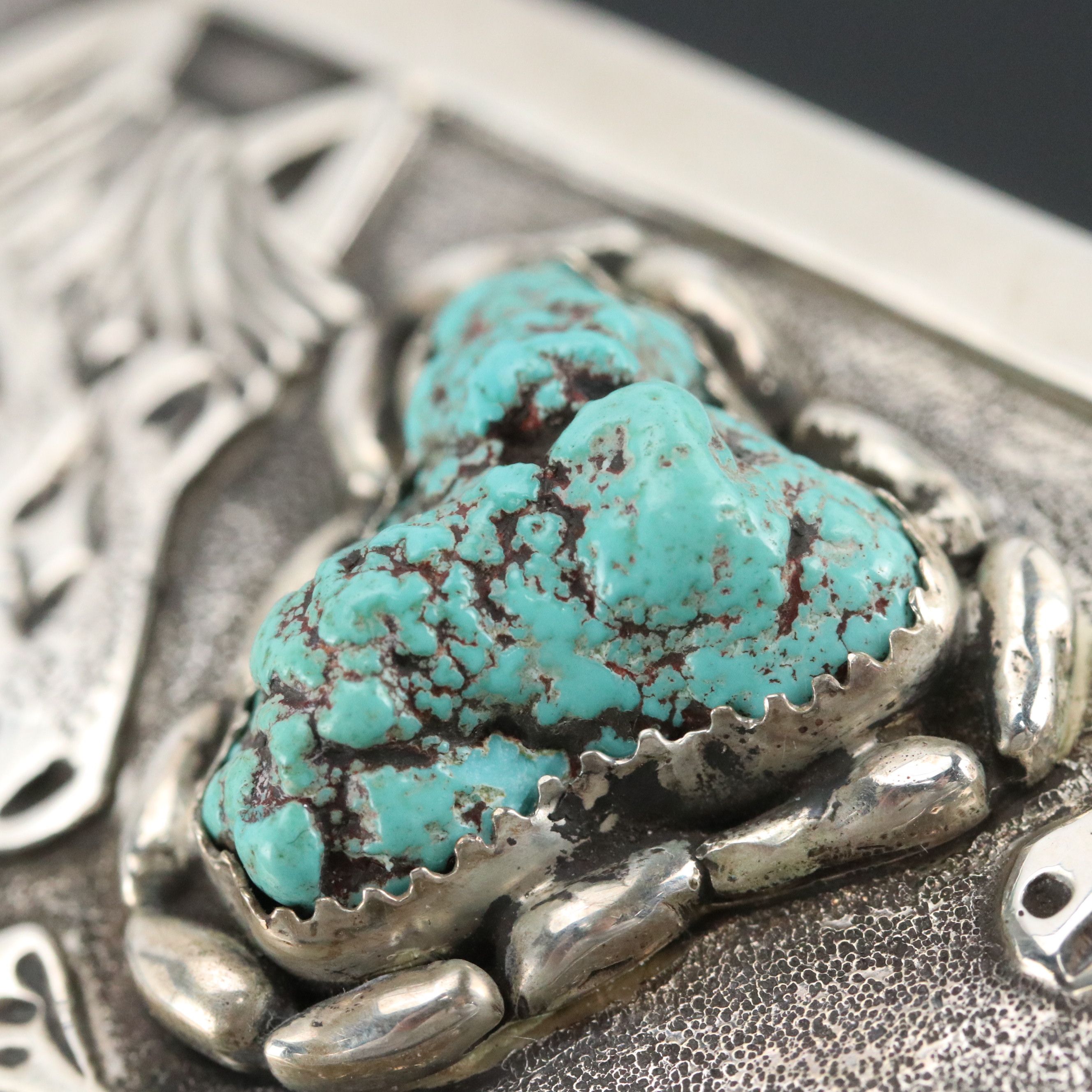 Lloyd Becenti Navajo Diné Sterling Silver Turquoise Belt Buckle
