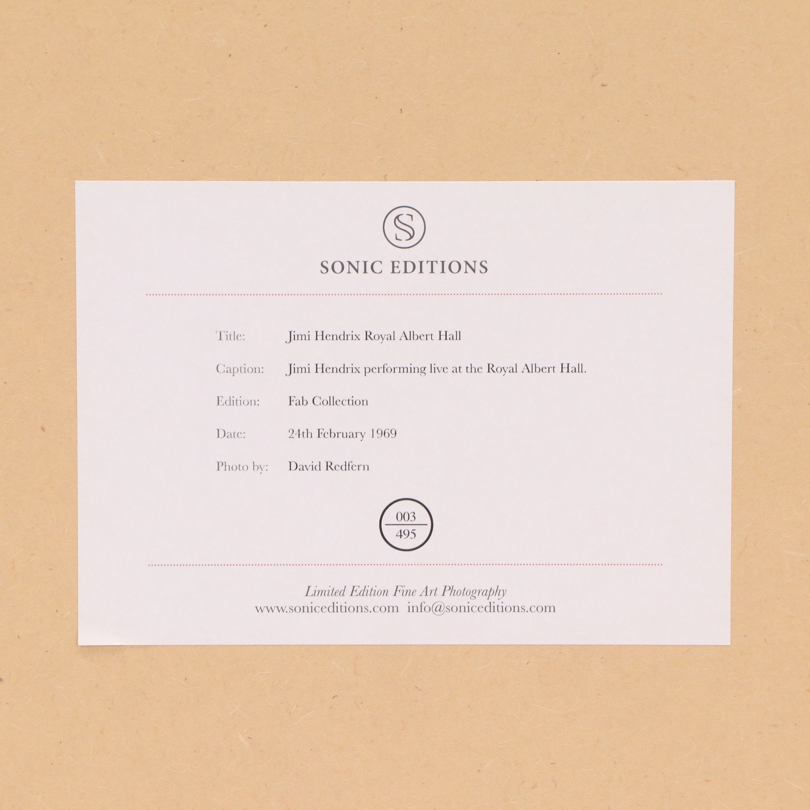 Photograph Reproduction After David Redfern "Jimi Hendrix Royal Albert Hall"