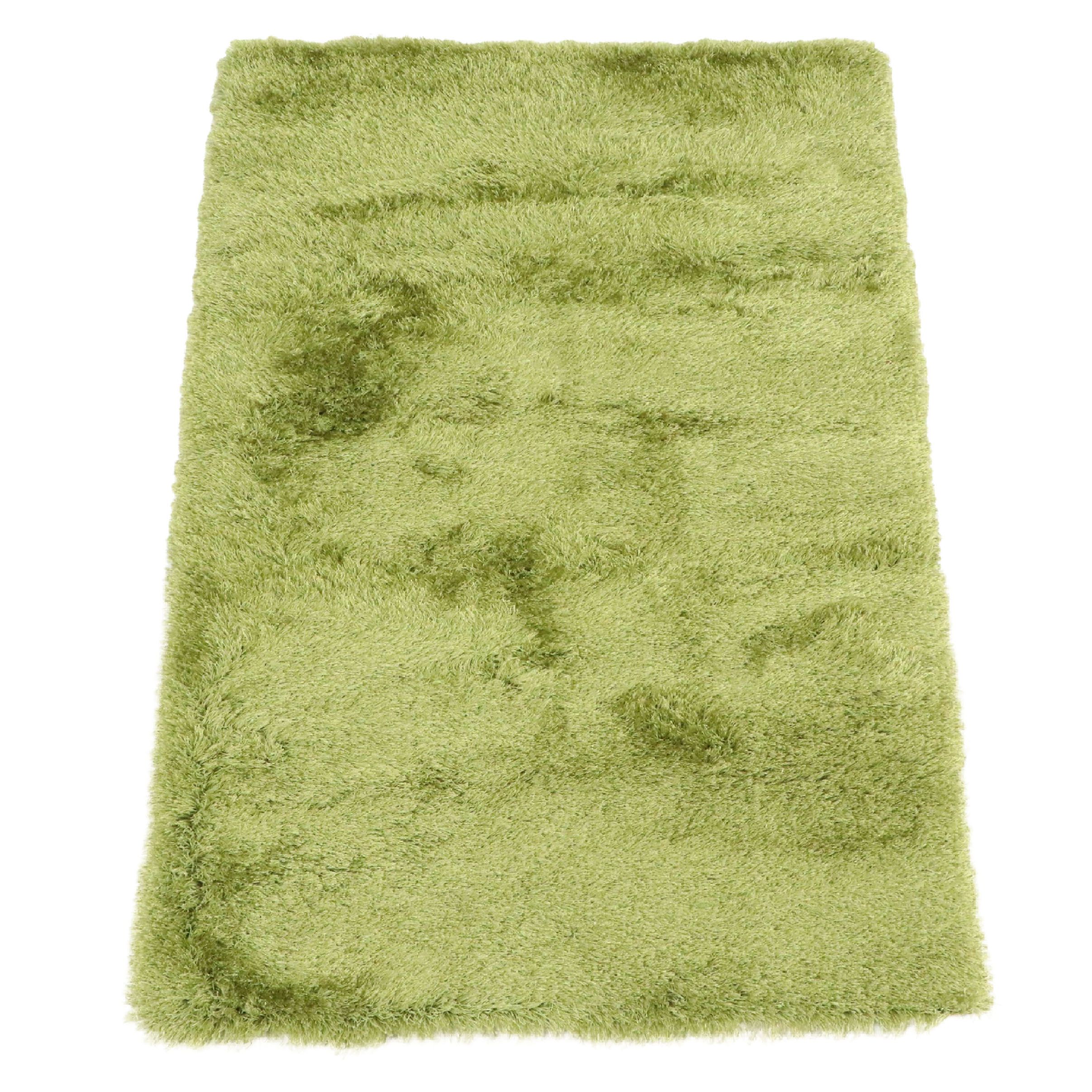 4'4 x 6'7 Machine Made At Home "Senses" Green Shag Area Rug