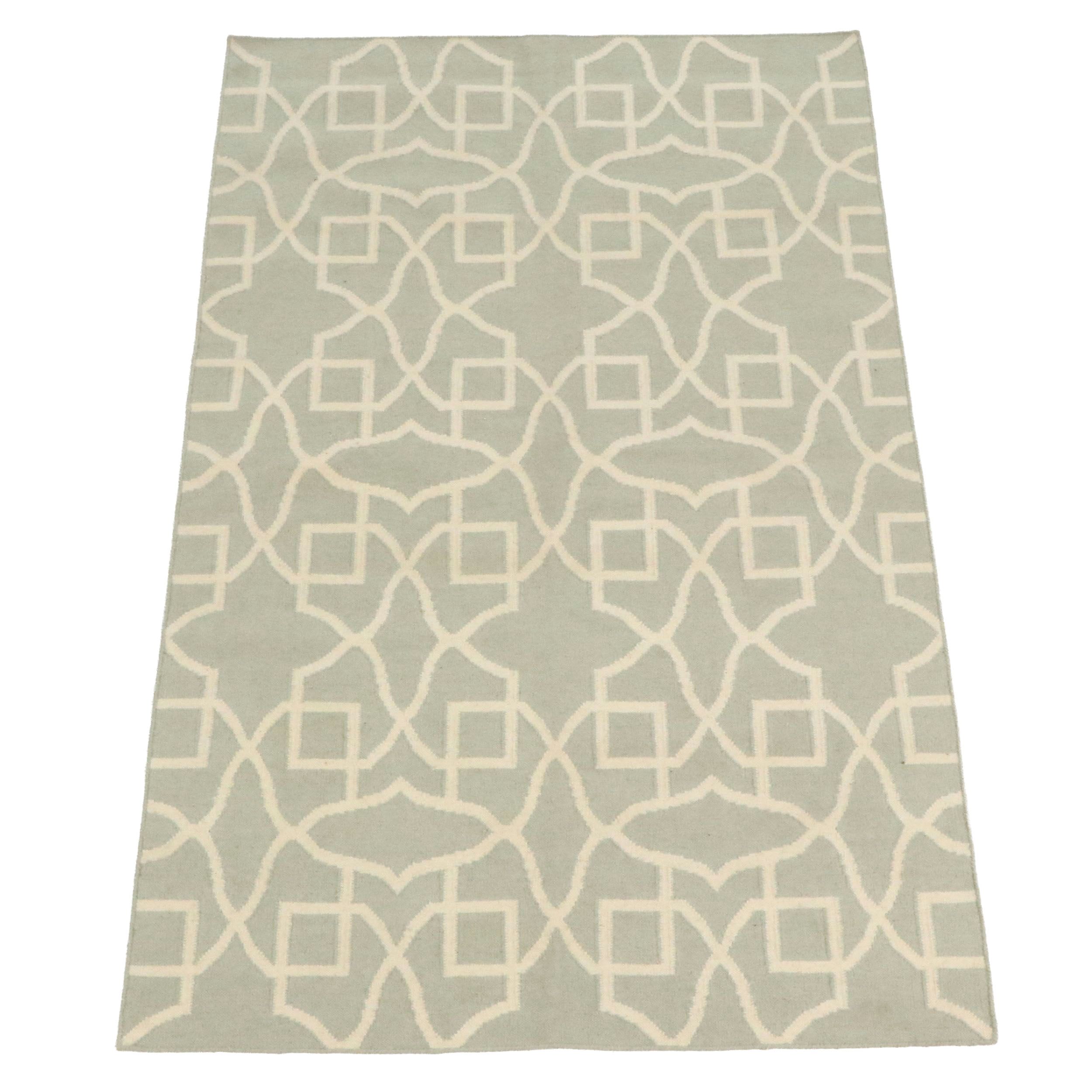 5' x 8' Handmade Geometric Fretwork Contemporary Indian Dhurrie Area Rug