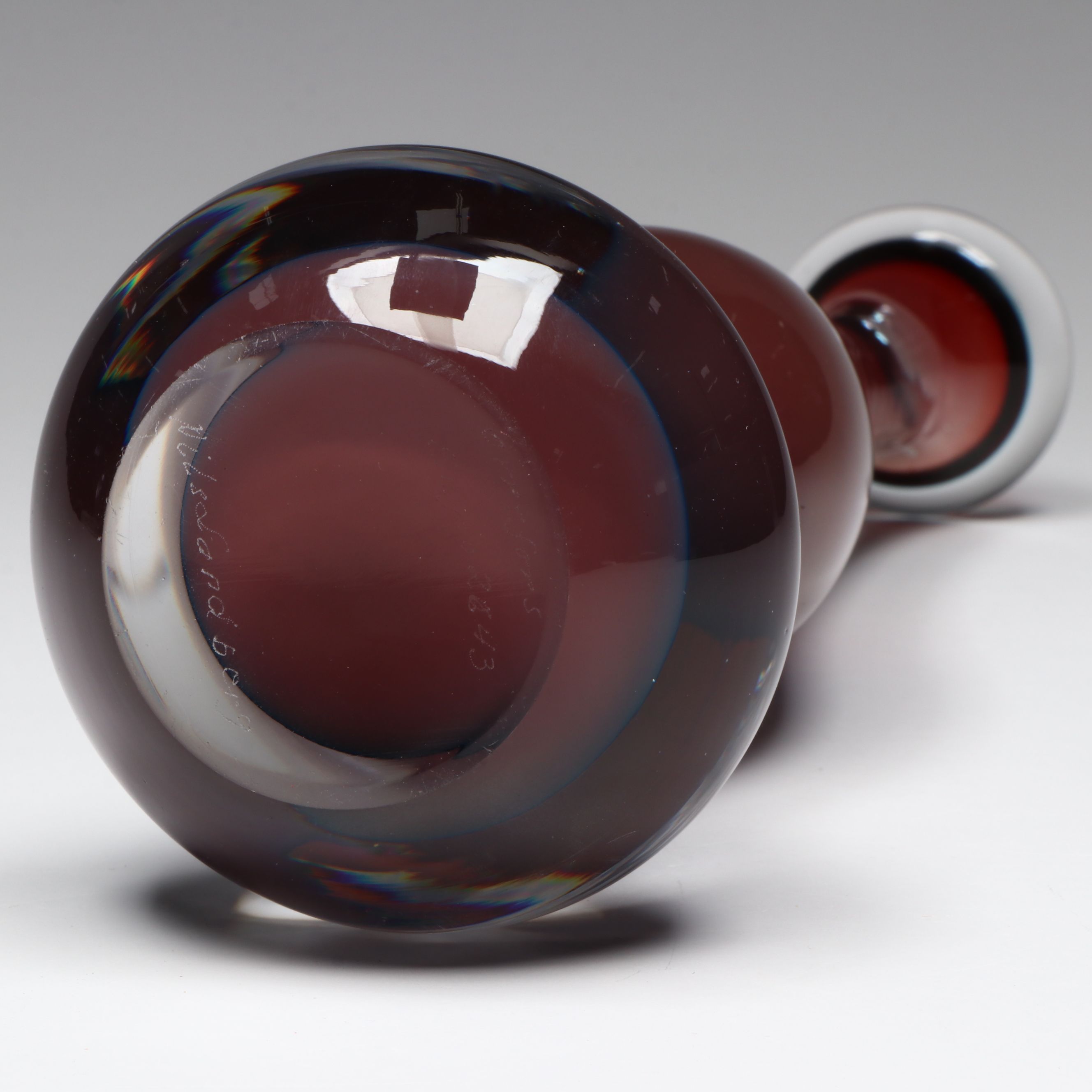 Nils Landberg for Orrefors Long-Necked Art Glass Expo Vase
