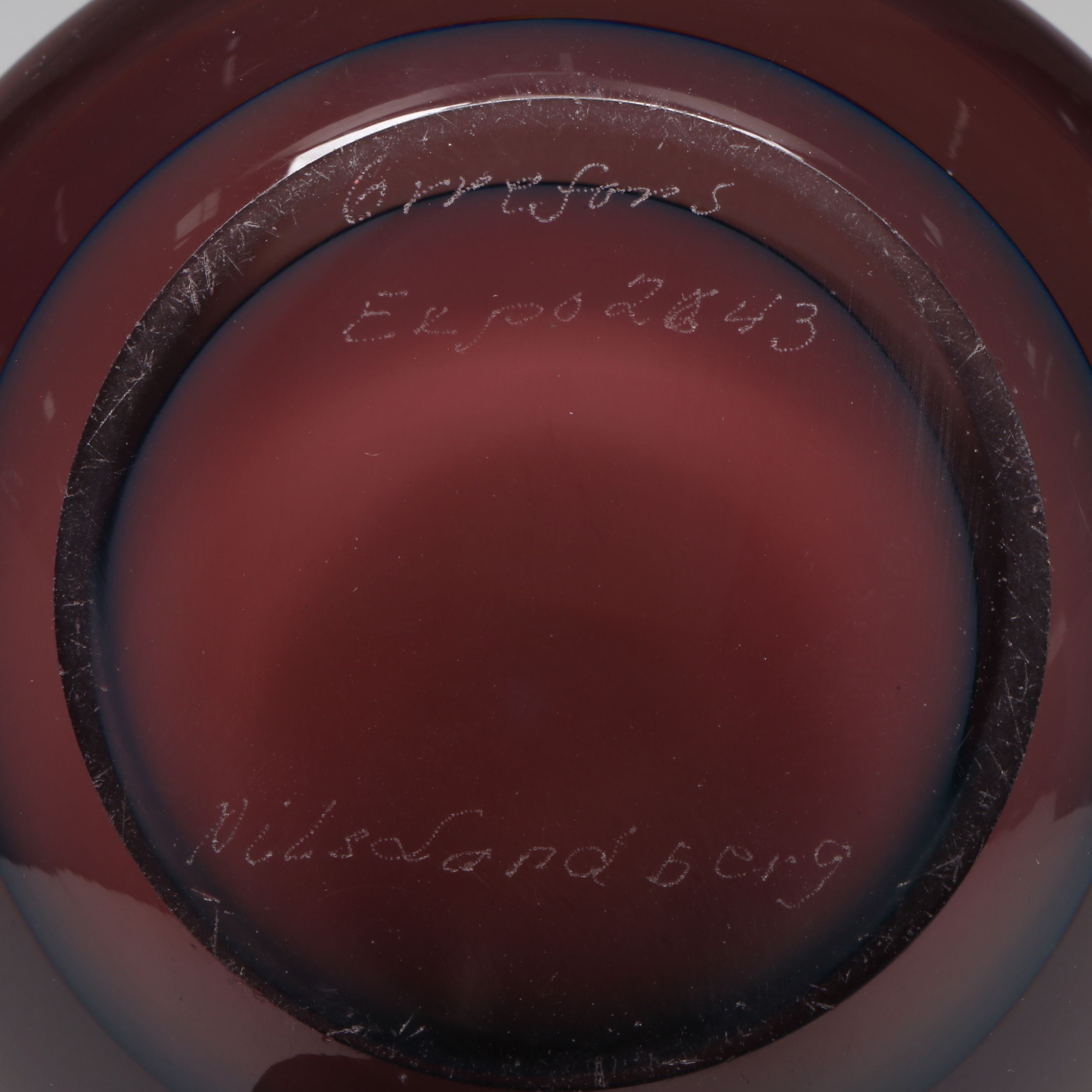 Nils Landberg for Orrefors Long-Necked Art Glass Expo Vase