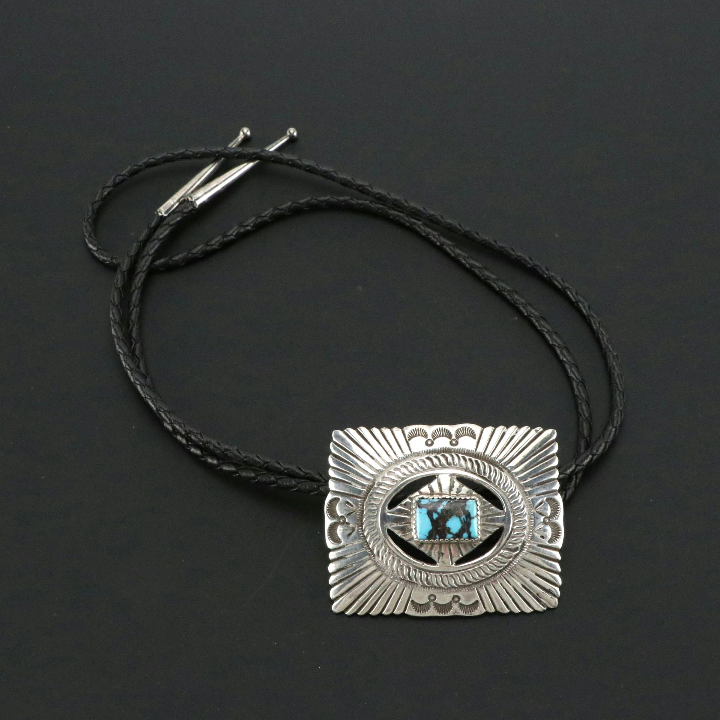 Richard & Rita Begay Navajo Diné Sterling Turquoise Bolo Tie