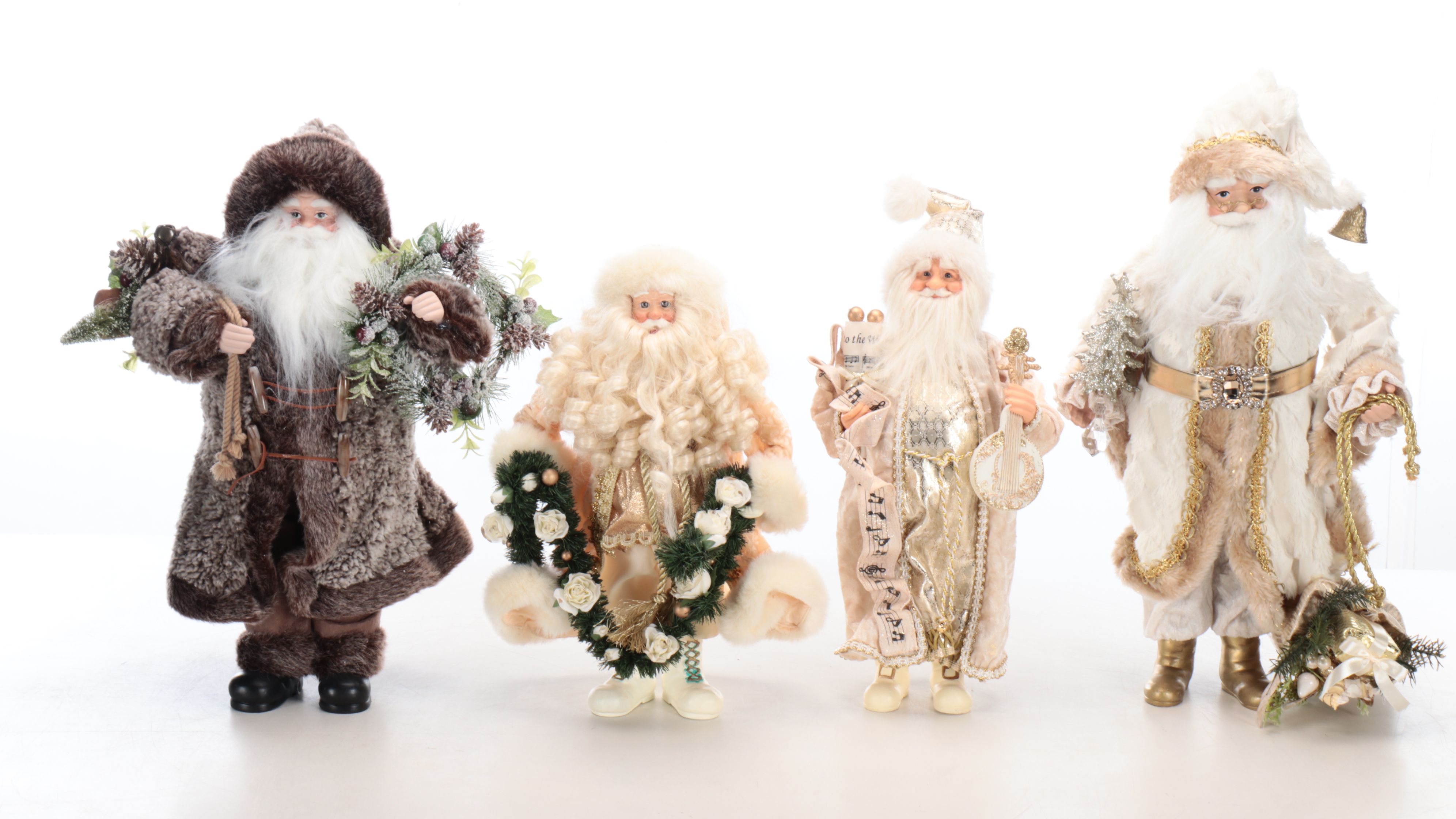 Faux Miniature Trees, Santa Claus Figurines, and More Christmas Décor