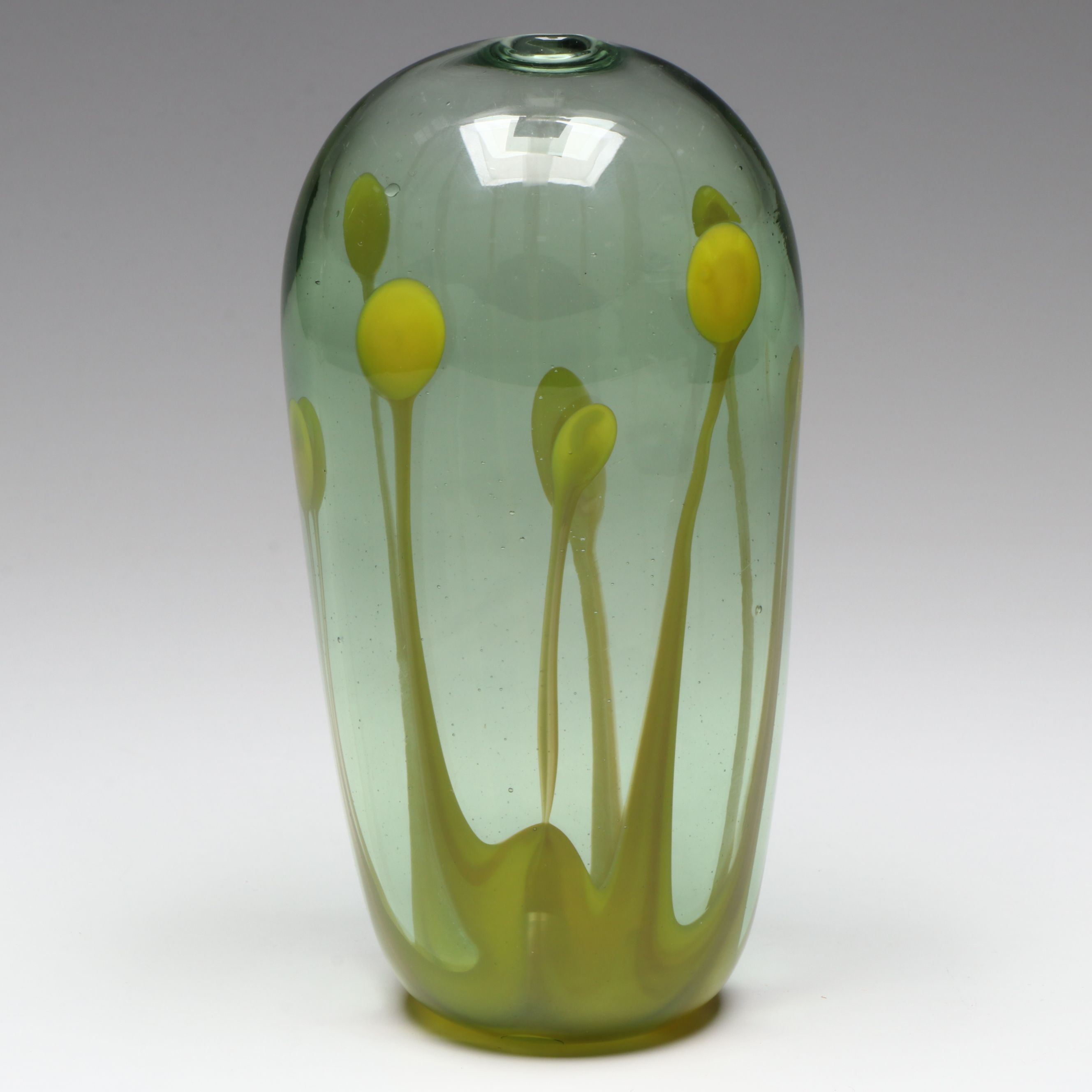 Signed Sally Worcester "Cannon Beach" Blown Art Glass Vase, 1972