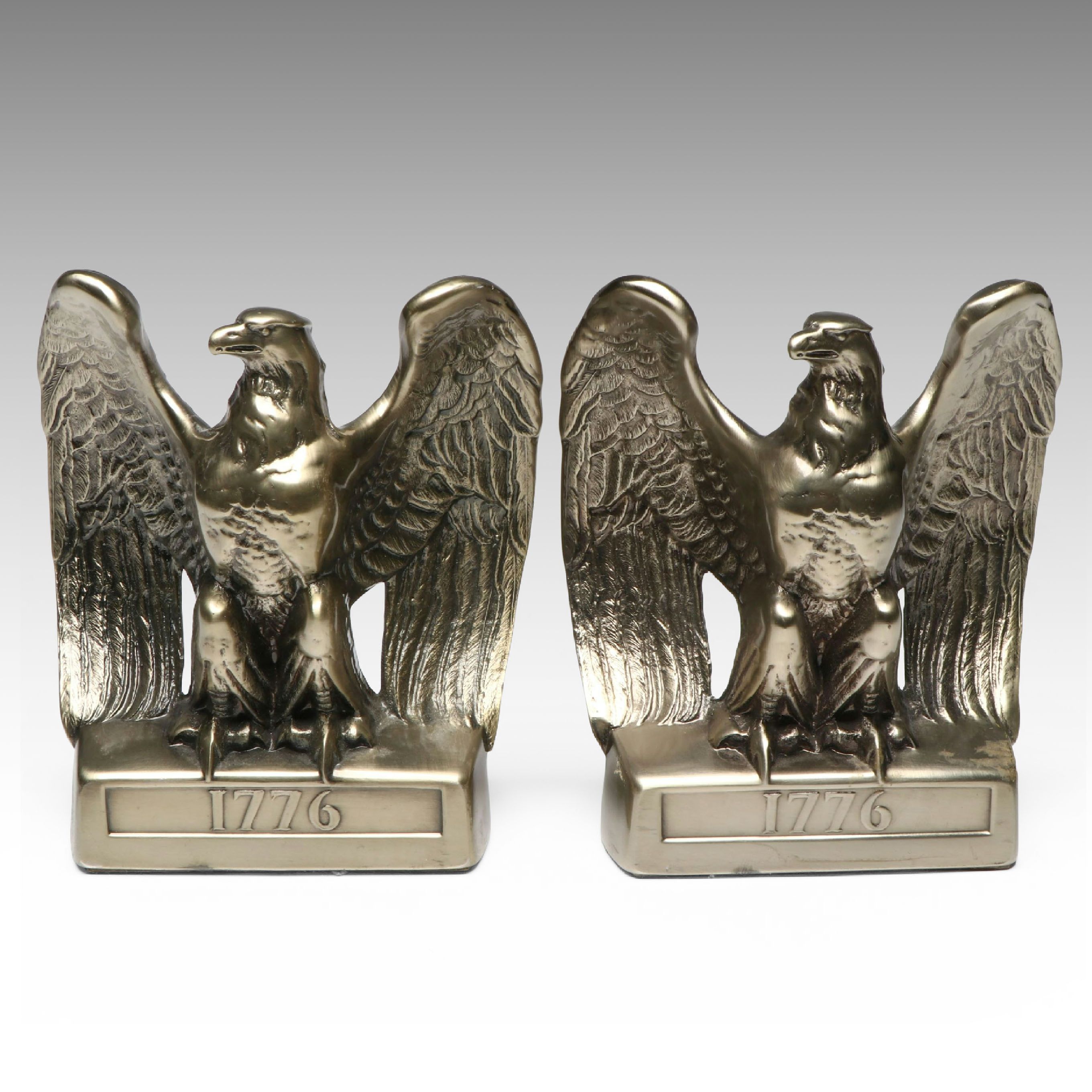 P. M. Craftsman "Another Symbol of a Nation" Brushed Metal Eagle Bookends