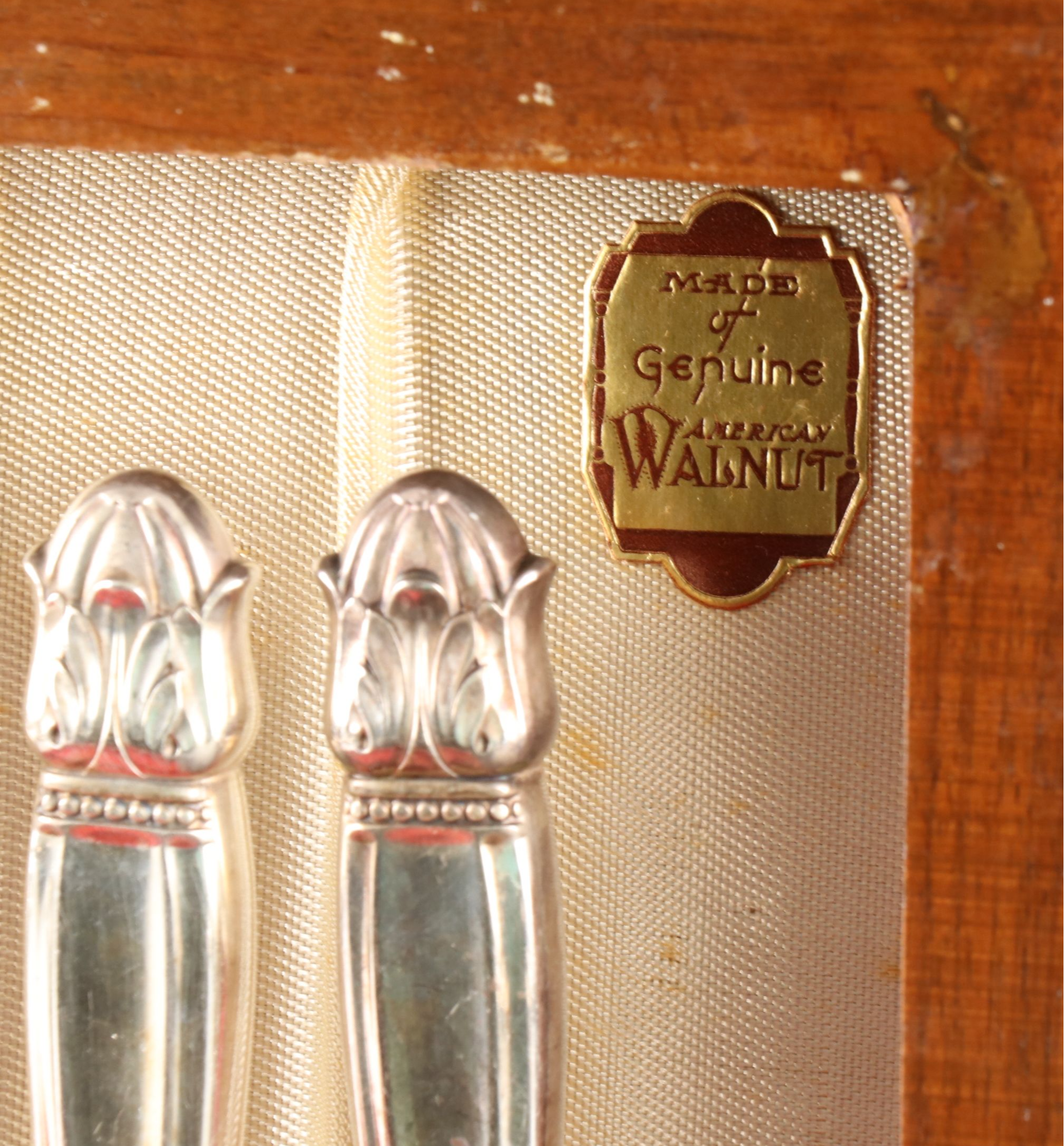 Holmes & Edwards "Danish Princess" Silver Plate Flatware in Walnut Chest