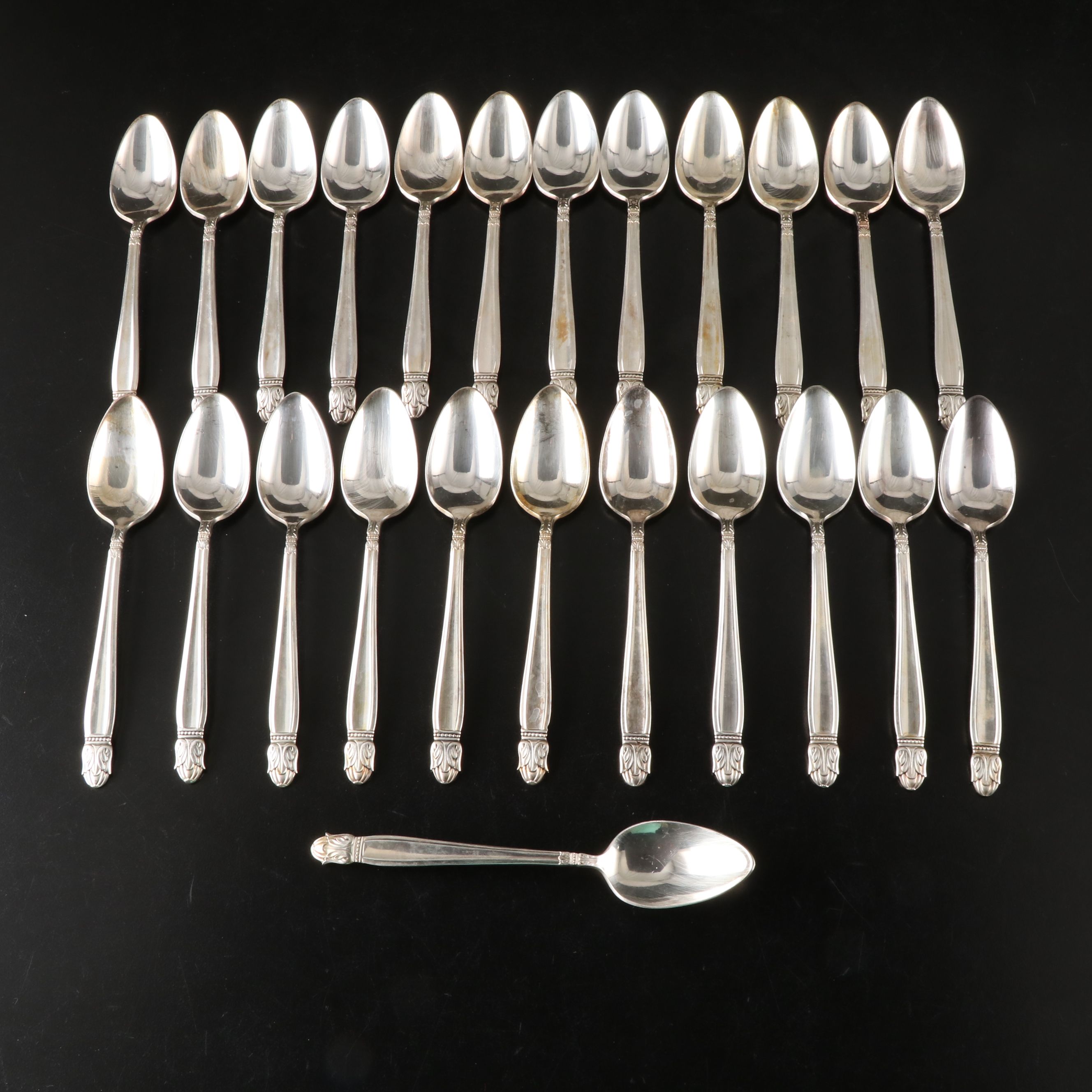 Holmes & Edwards "Danish Princess" Silver Plate Flatware in Walnut Chest