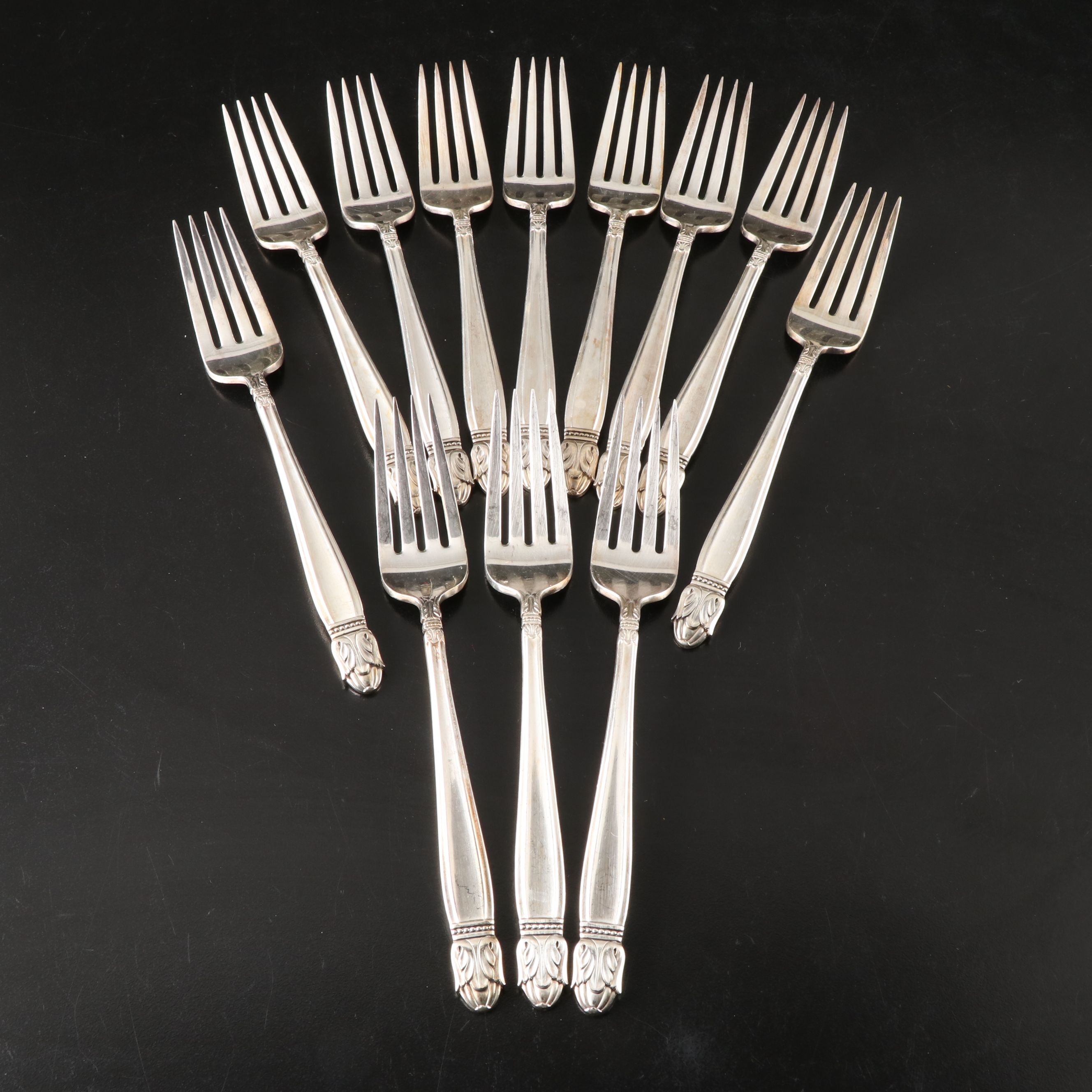 Holmes & Edwards "Danish Princess" Silver Plate Flatware in Walnut Chest