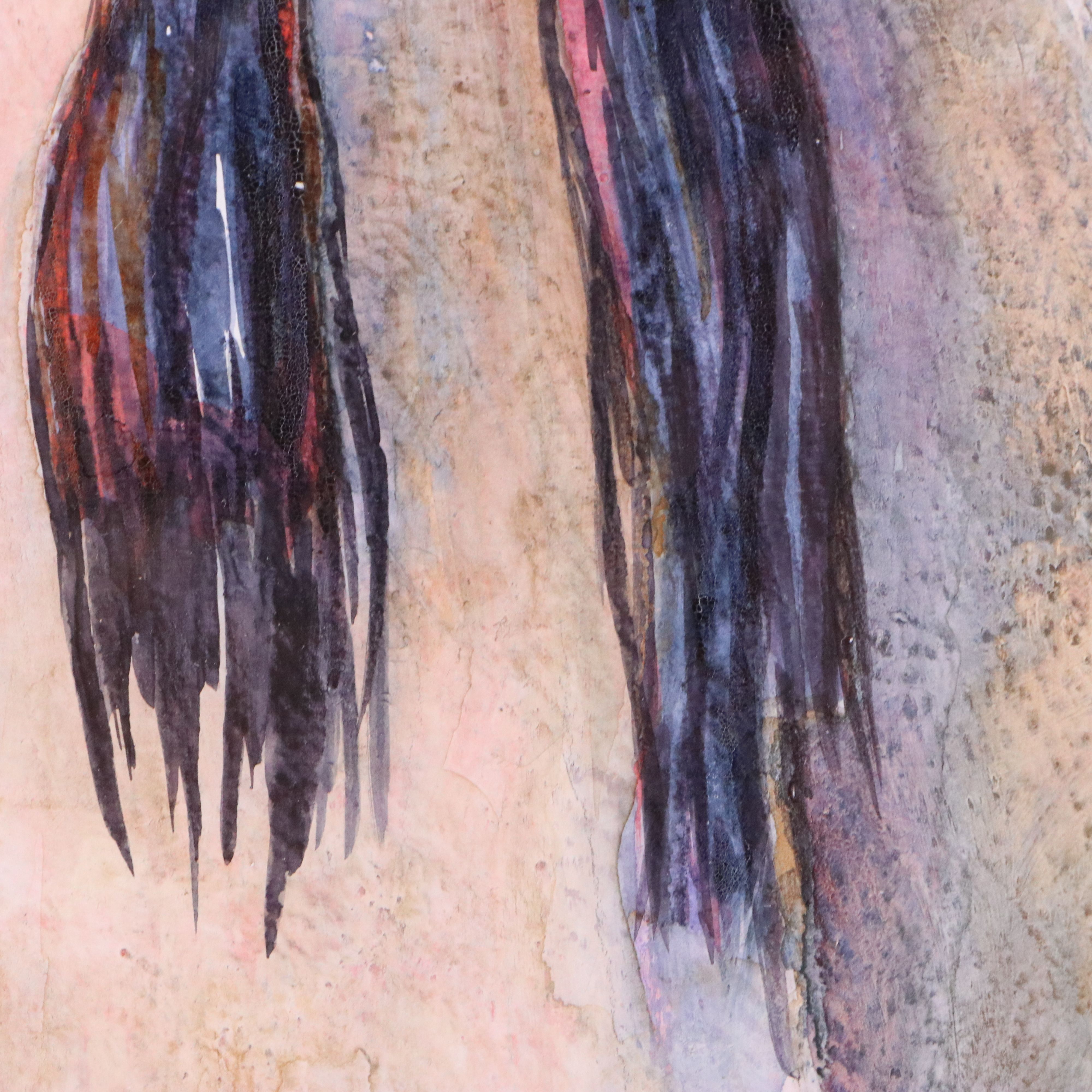 Watercolor Painting of Native American Figure, Late 20th to 21st Century