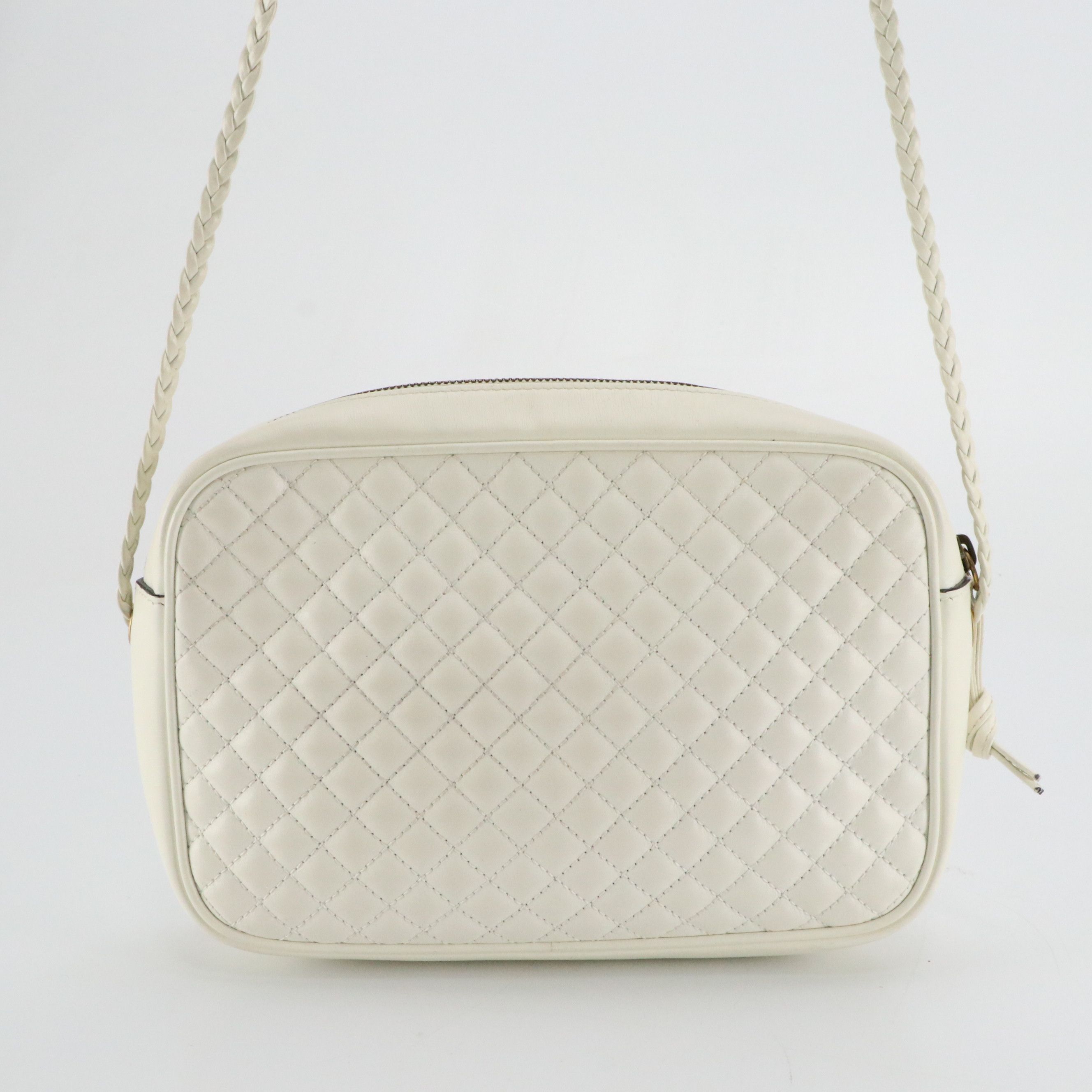 Gucci Web Stripe Trapuntata Camera Crossbody Bag in White Quilted Leather