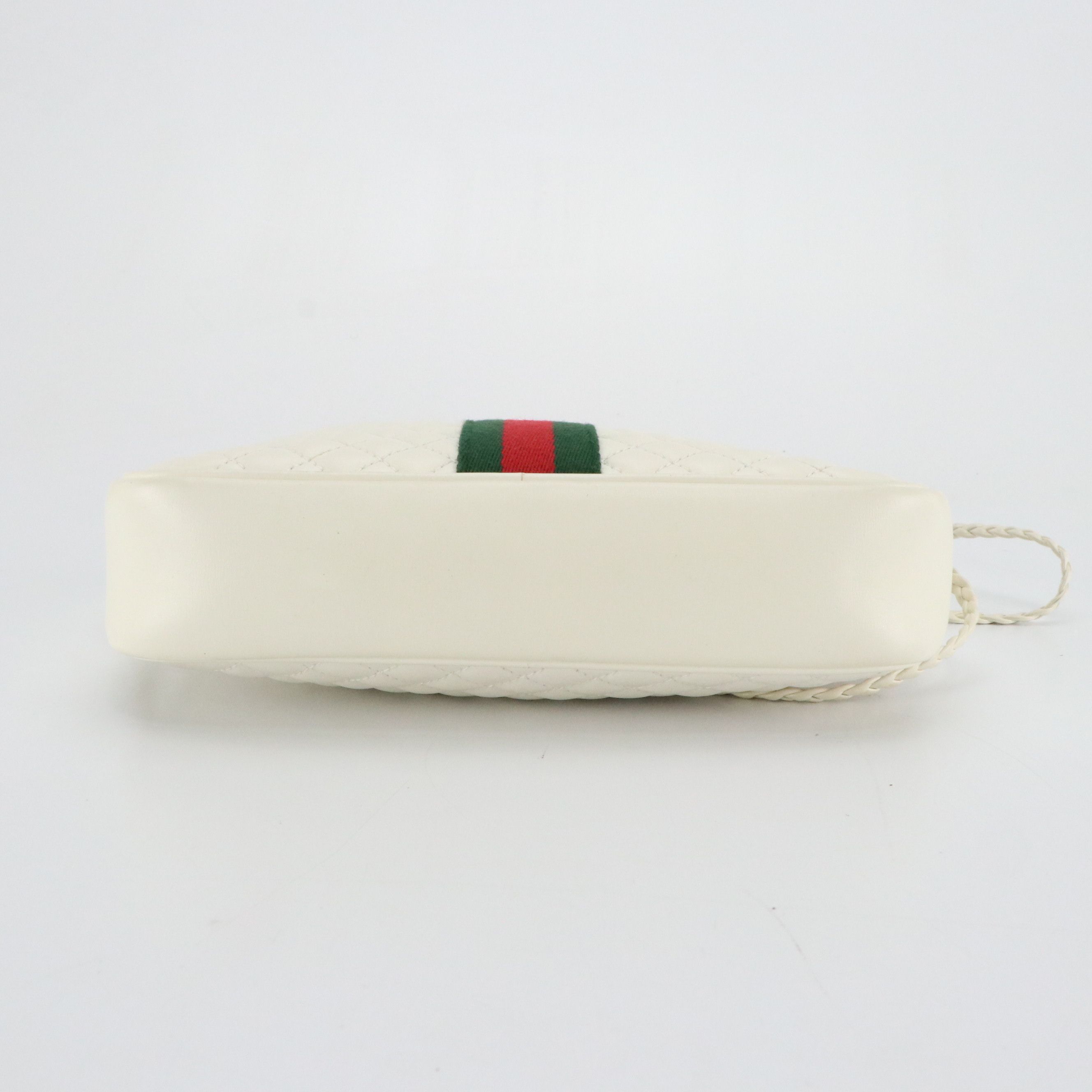 Gucci Web Stripe Trapuntata Camera Crossbody Bag in White Quilted Leather