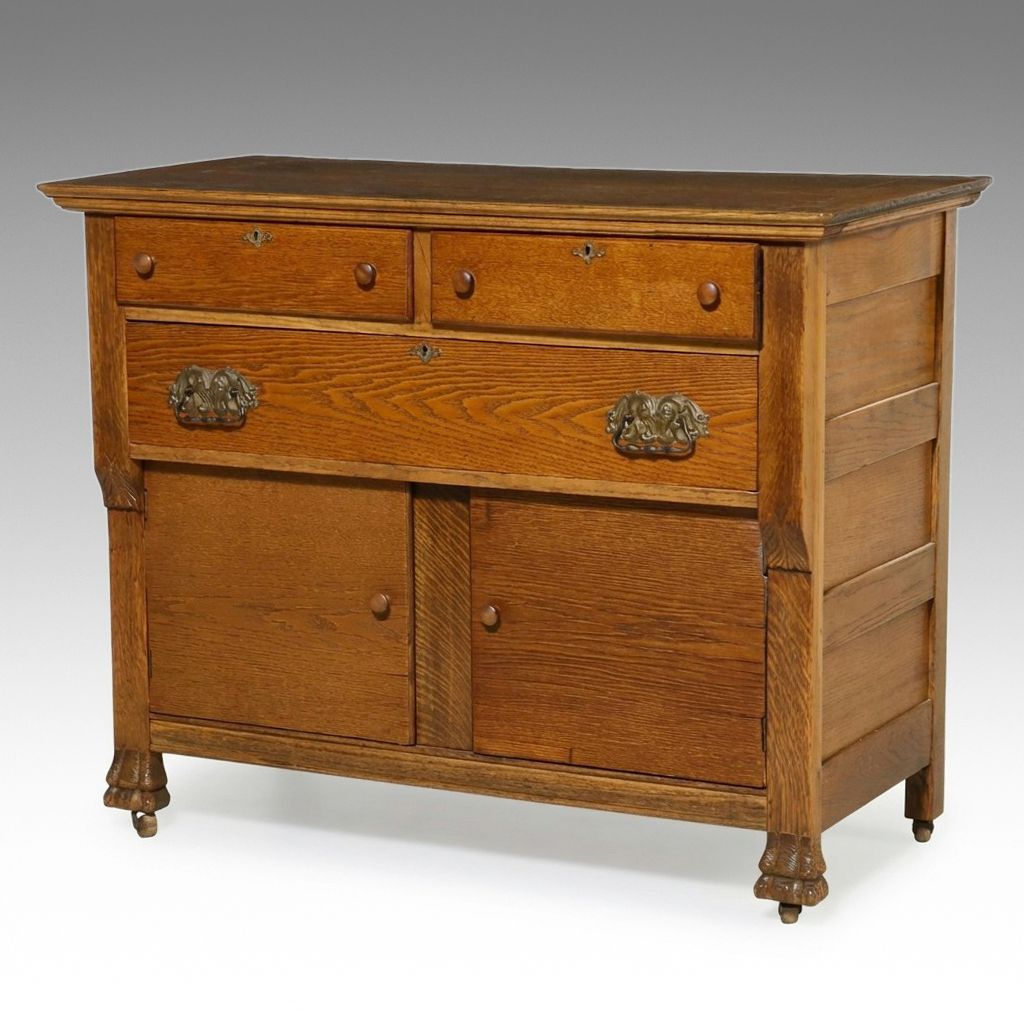 American Late Victorian Oak Sideboard, Late 19th/Early 20th Century
