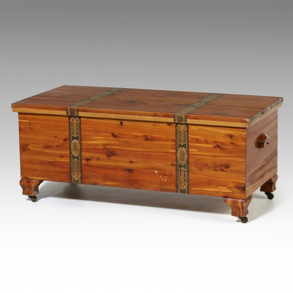 Cedar Chest with Decorative Printed Bands