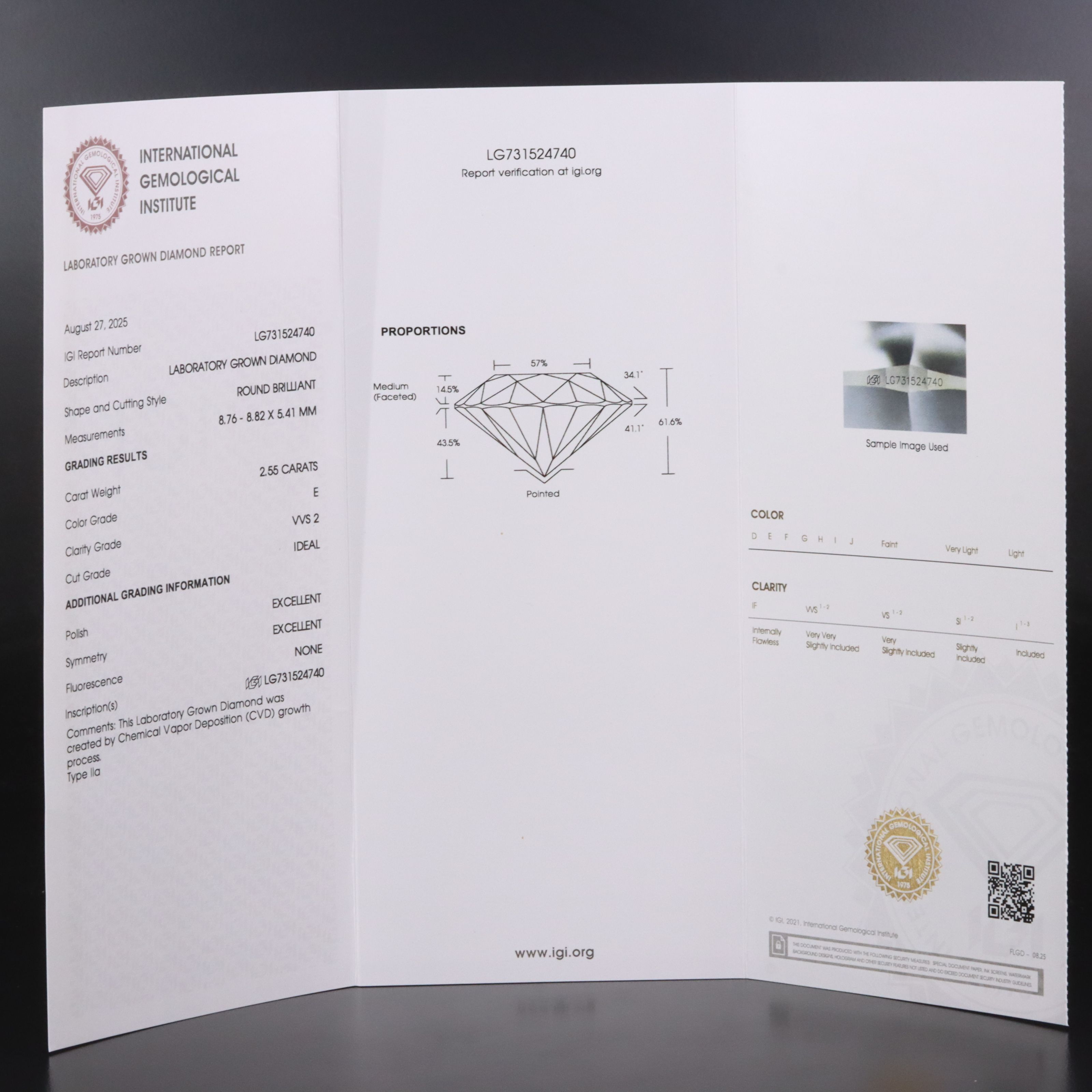 18K 5.09 CTW Lab Grown Diamond Stud Earrings with IGI Reports