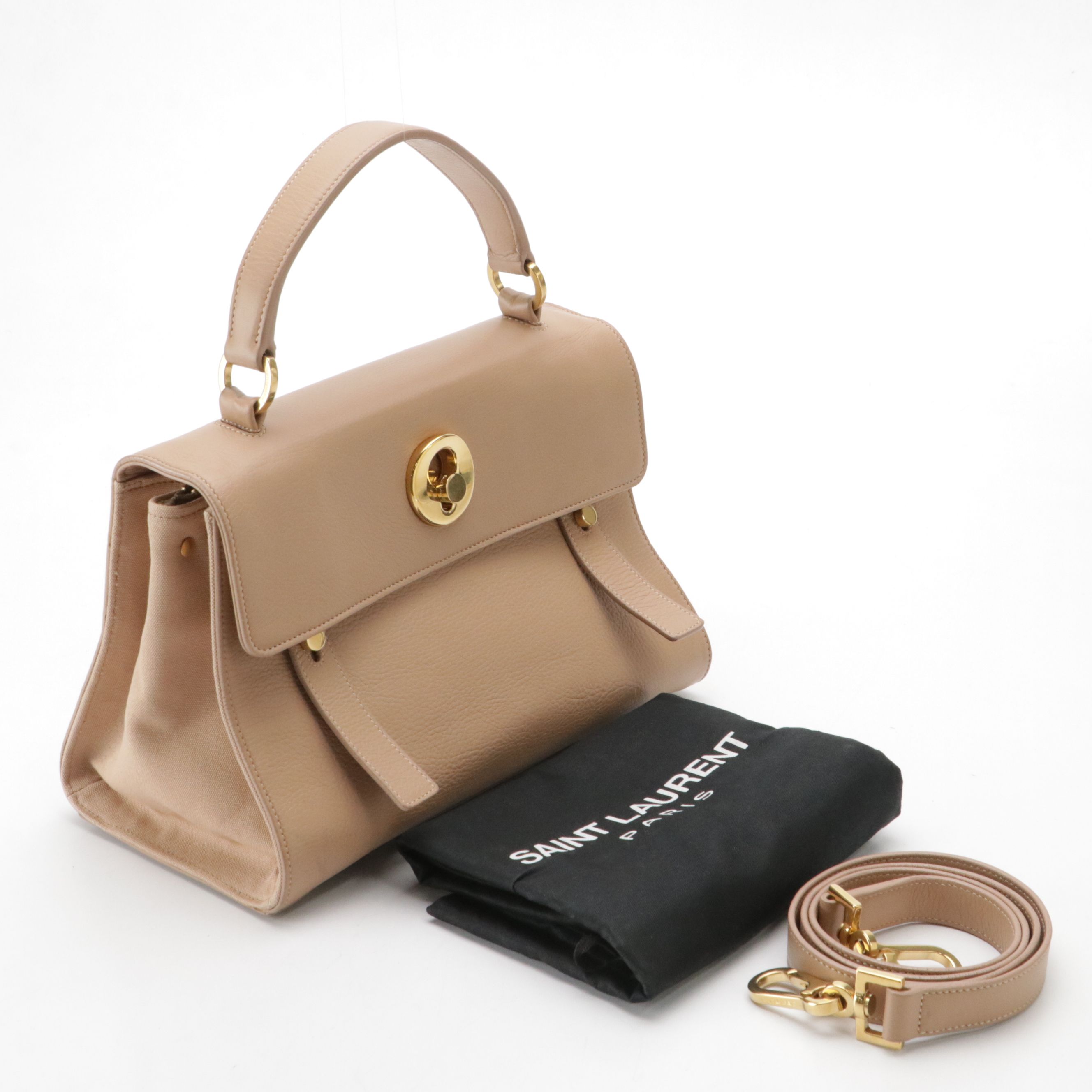 Saint Laurent Muse Two-Way Bag in Neutral Leather