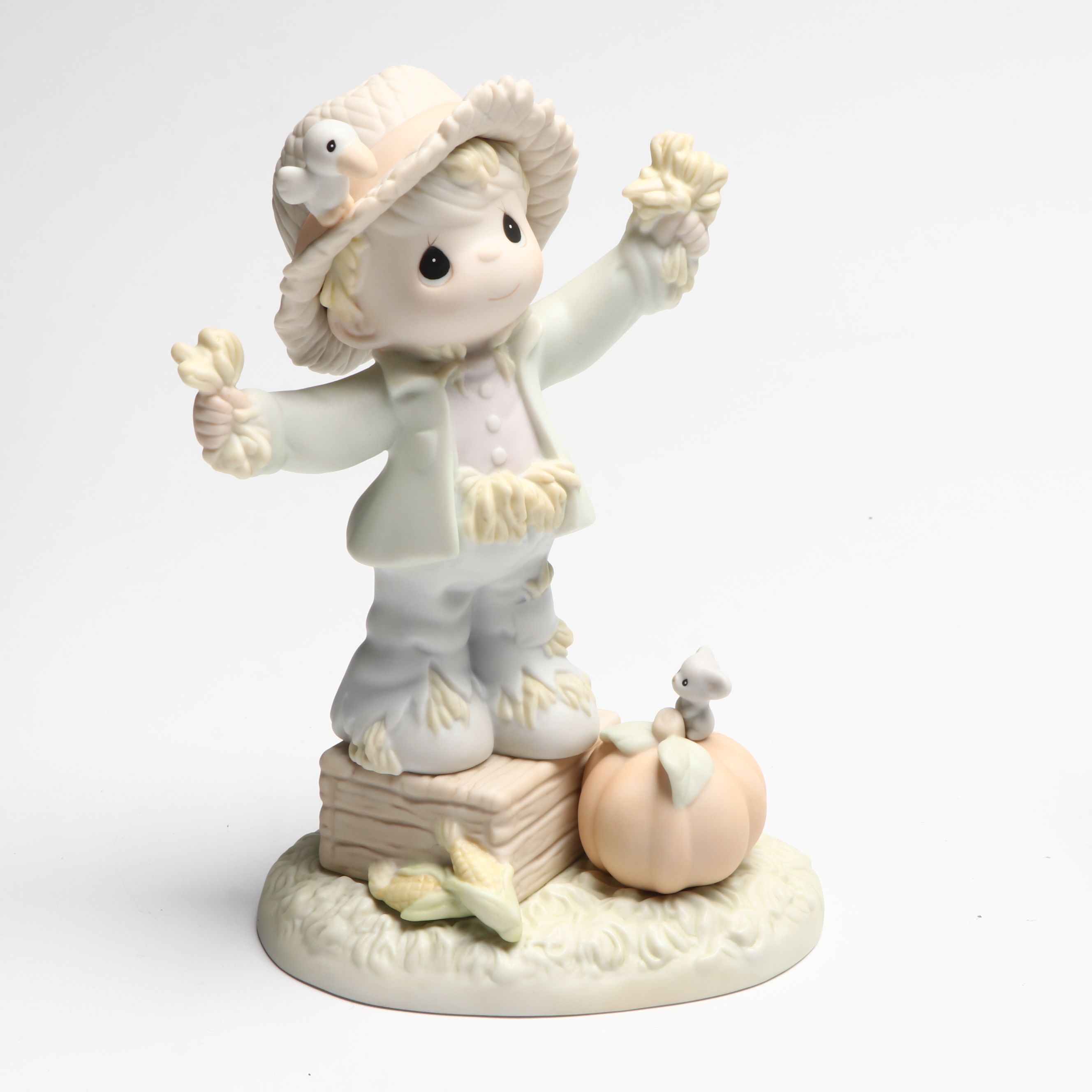 Signed Art Pottery Berry Bowl with Precious Moments Figurine, More Ceramic Décor