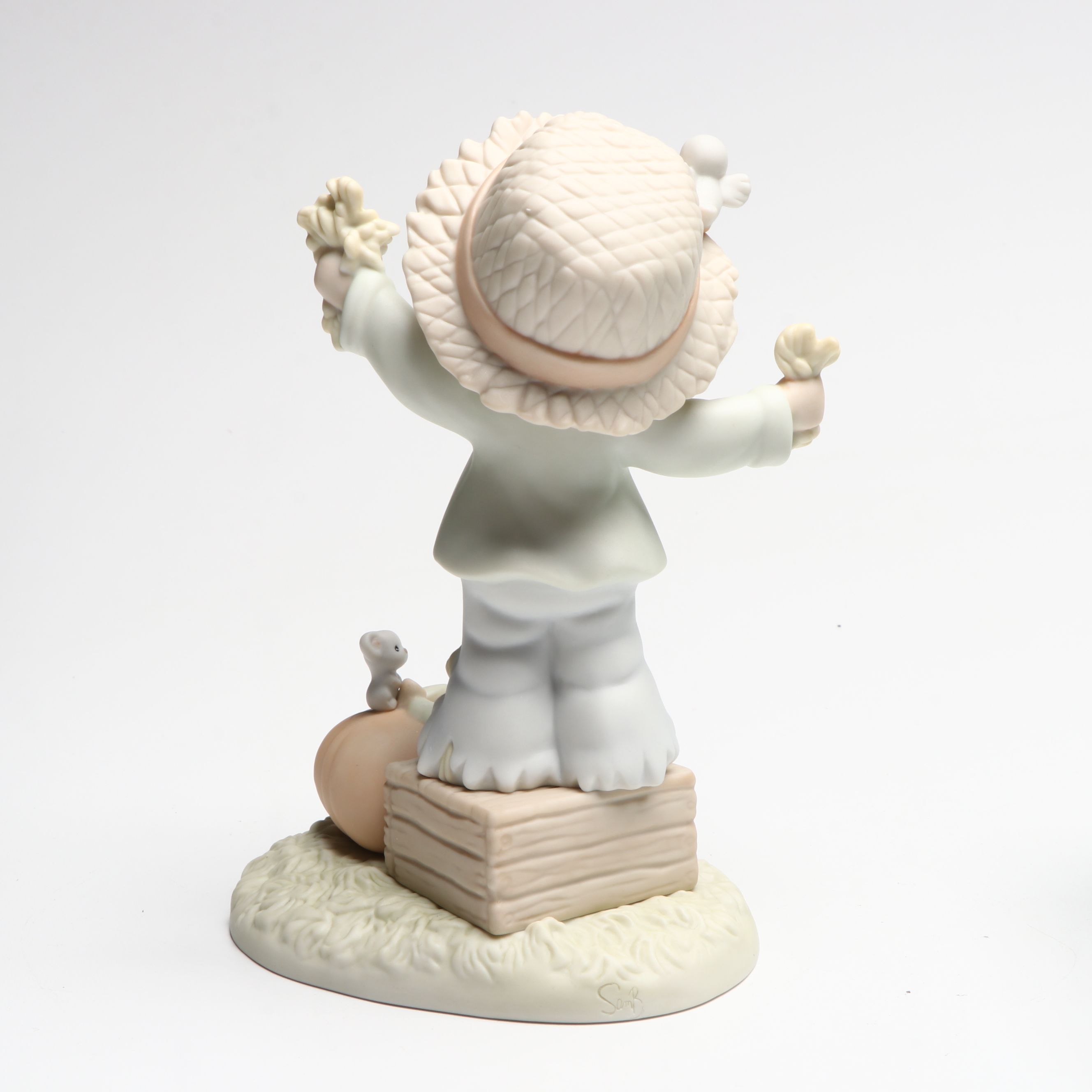 Signed Art Pottery Berry Bowl with Precious Moments Figurine, More Ceramic Décor