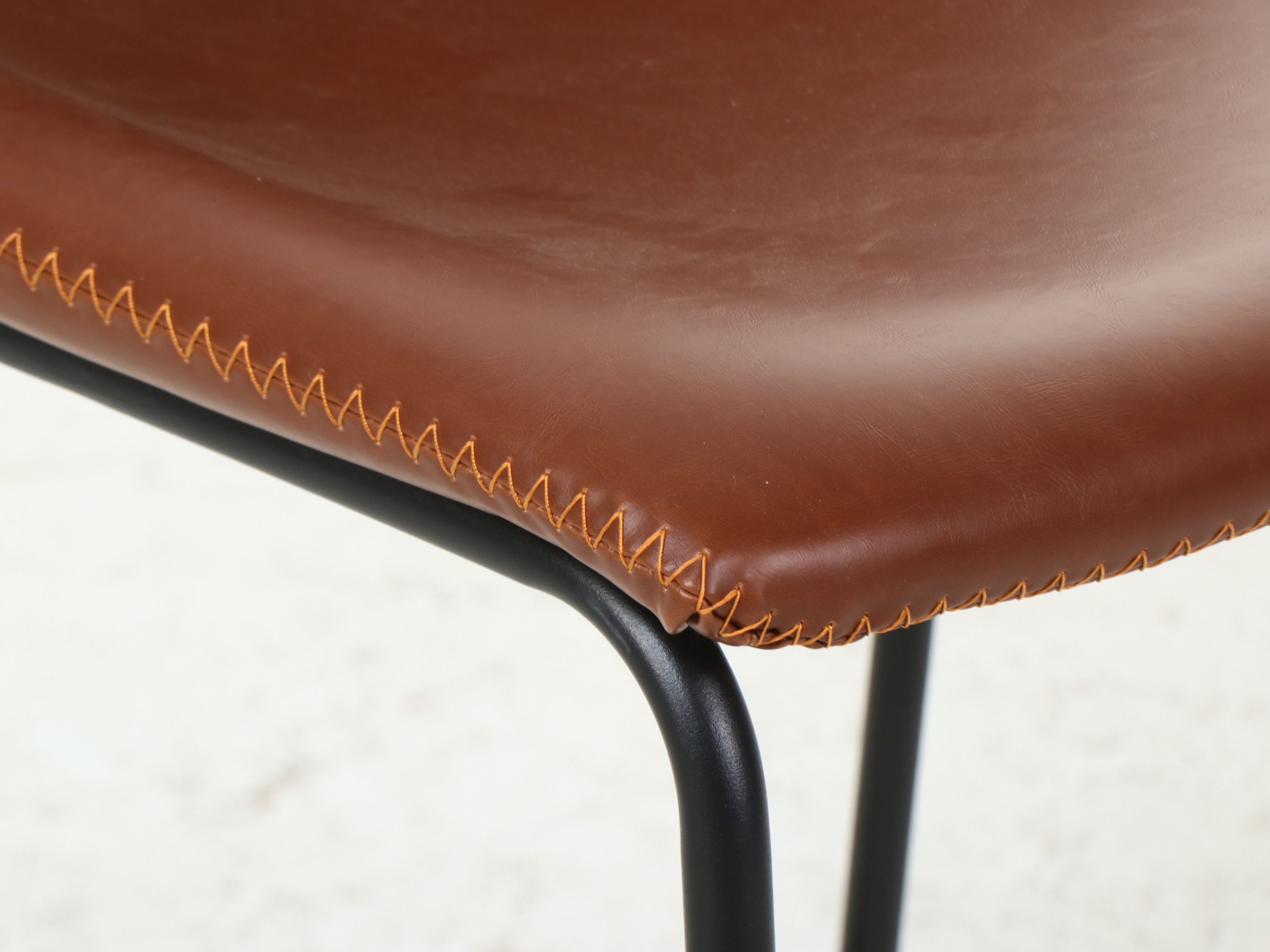 Set of Three Contemporary Mid-Century Style Faux Leather Stools