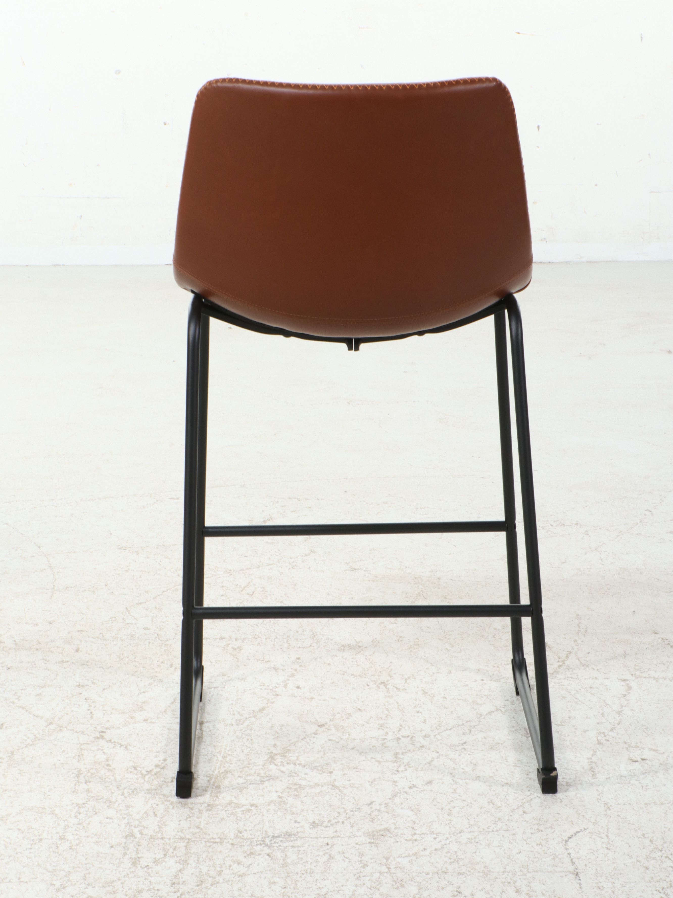 Set of Three Contemporary Mid-Century Style Faux Leather Stools