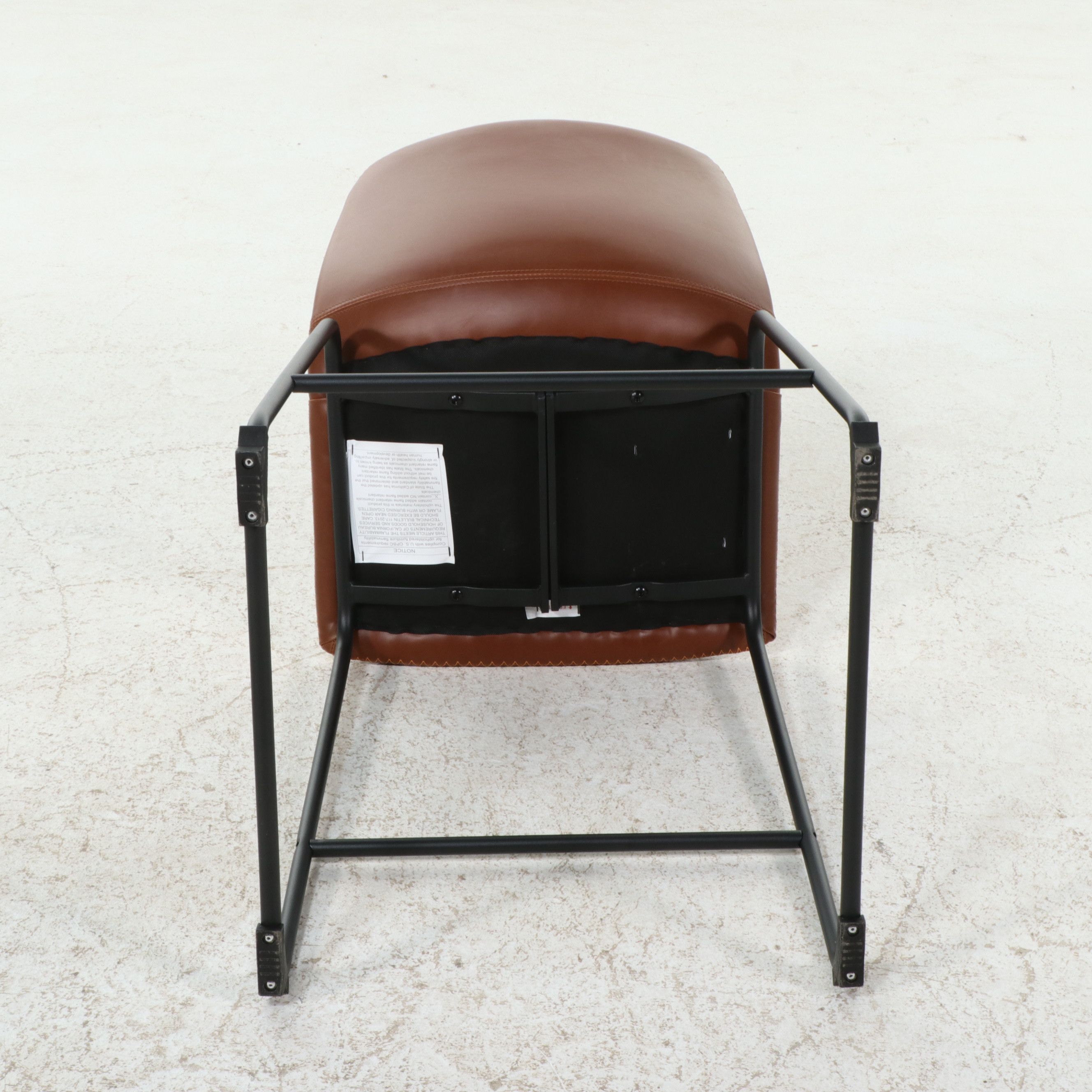 Set of Three Contemporary Mid-Century Style Faux Leather Stools