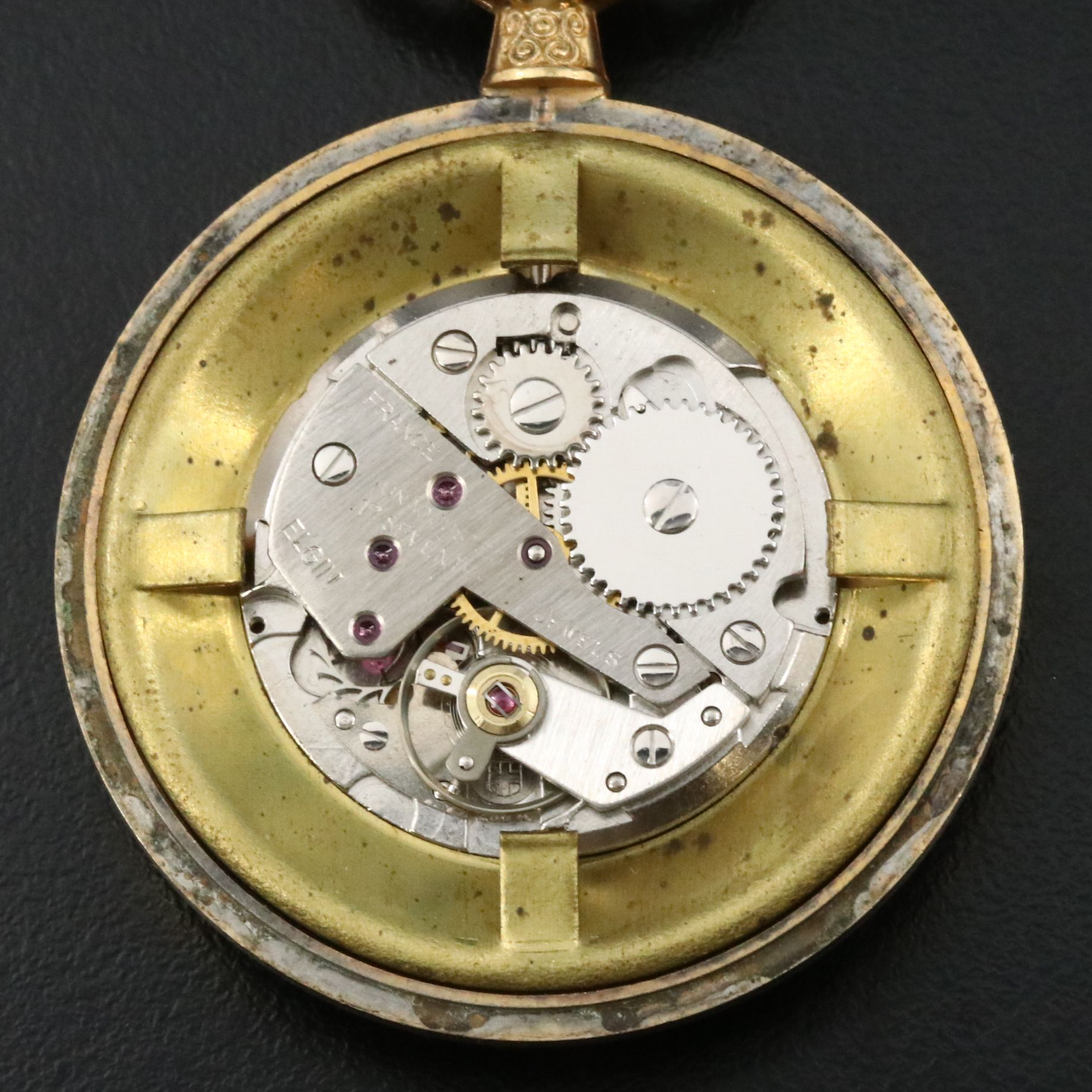 Elgin Ornate Enamel Pocket Watch with Fob
