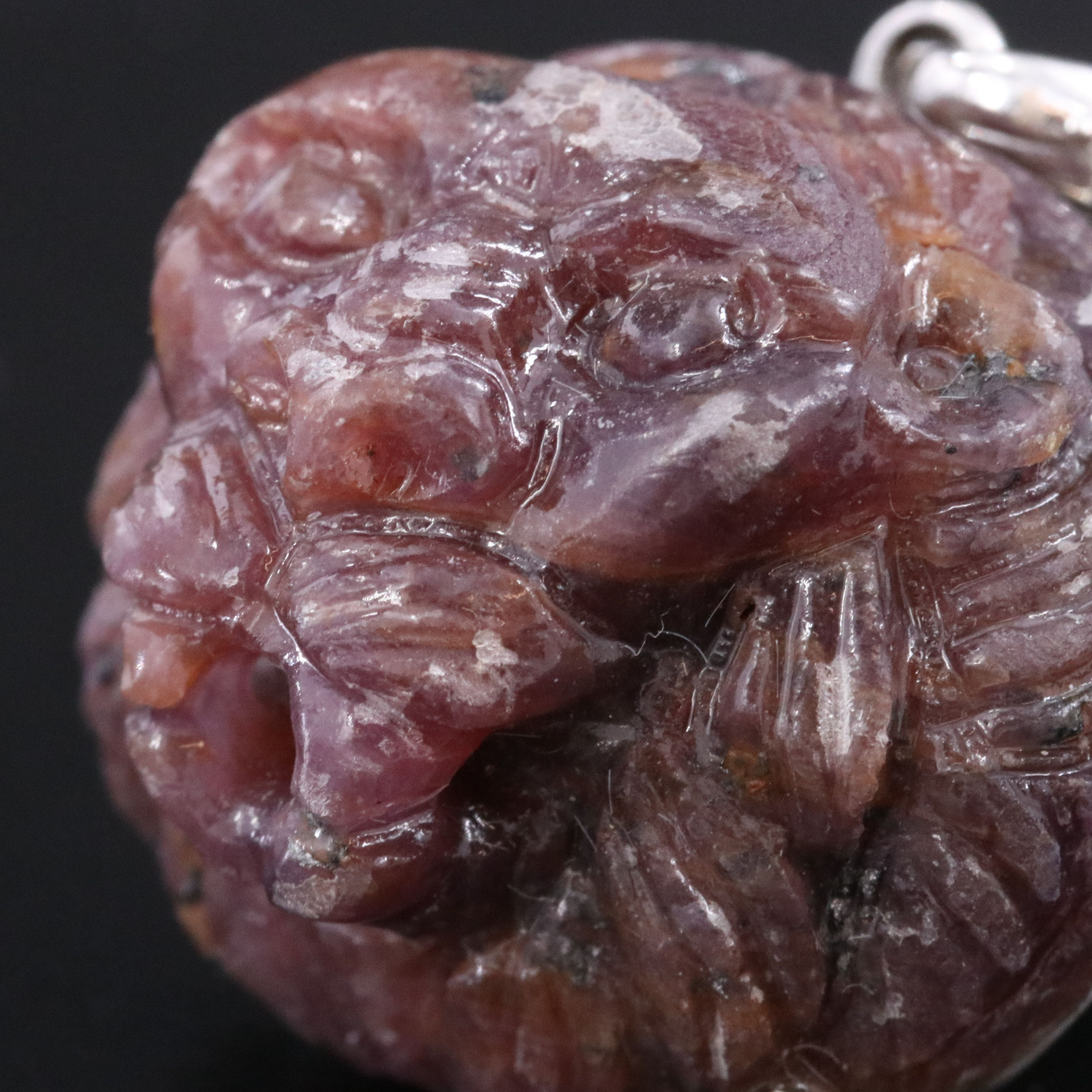 Chromia 18K Ruby Carved Lion and Diamond Enhancer Pendant