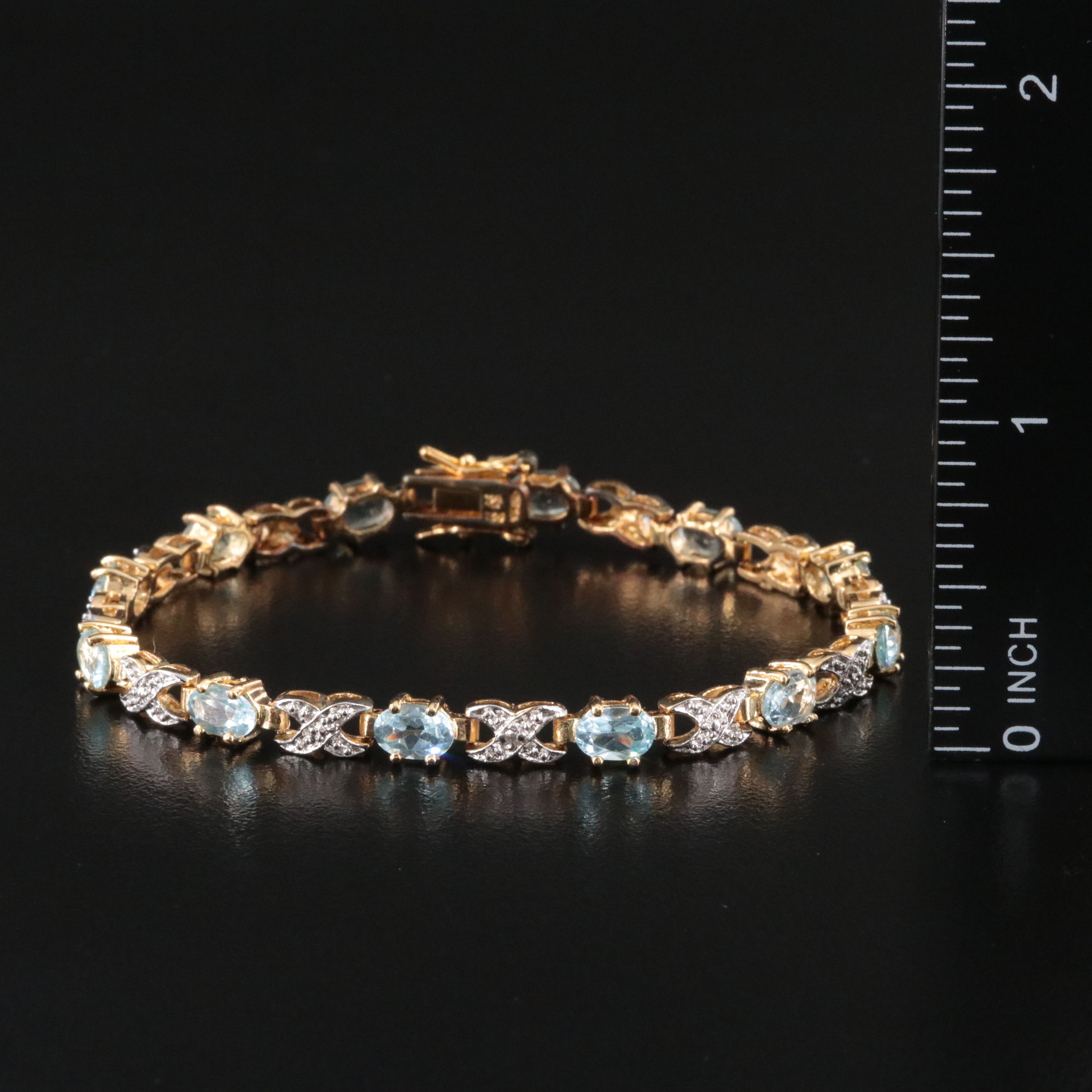 Sterling Blue Topaz and Diamond Accented Bracelet