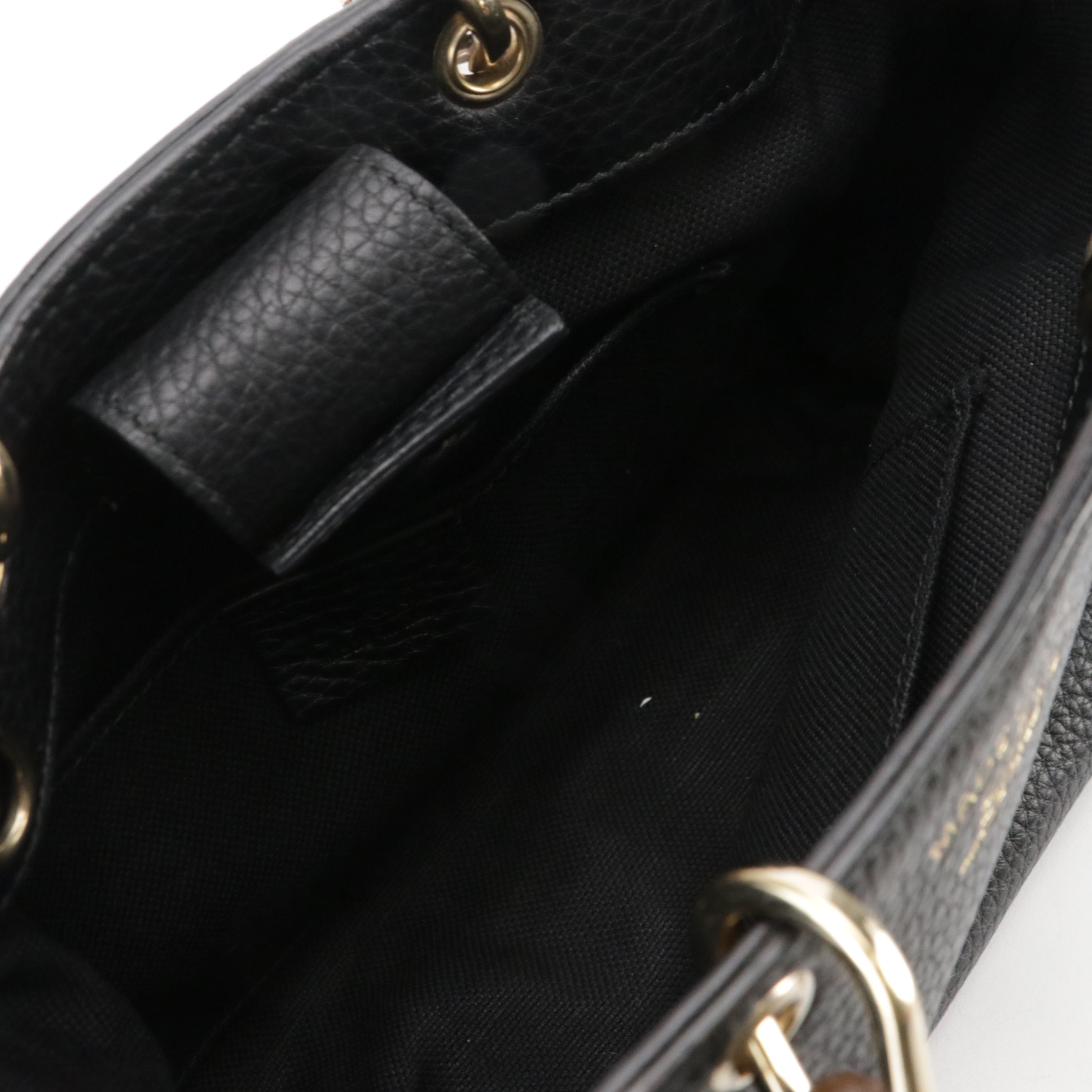 Gucci Mini Bamboo Handle Two-Way Shopper Tote Bag in Black Calfskin Leather