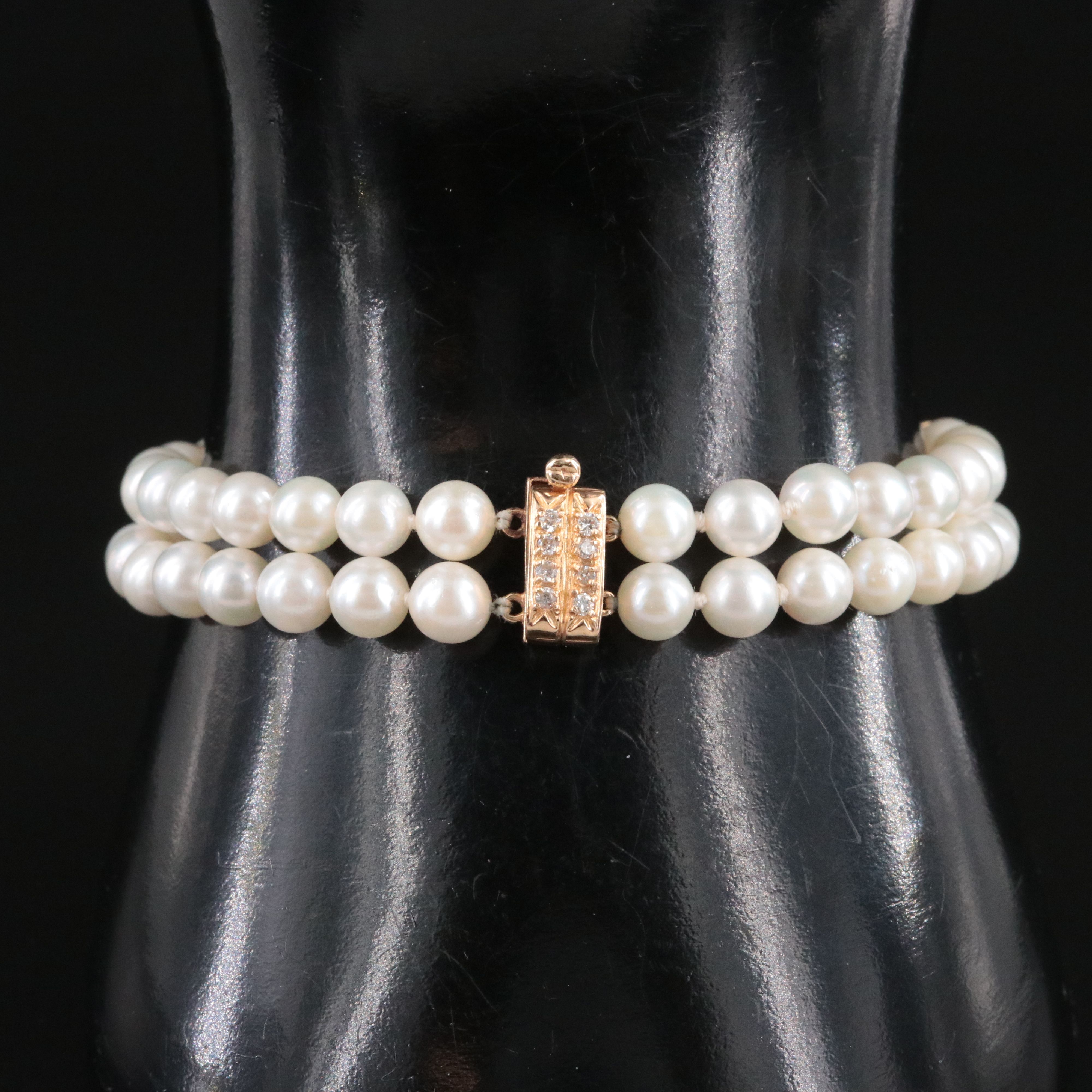 14K Pearl and Diamond Station Bracelet