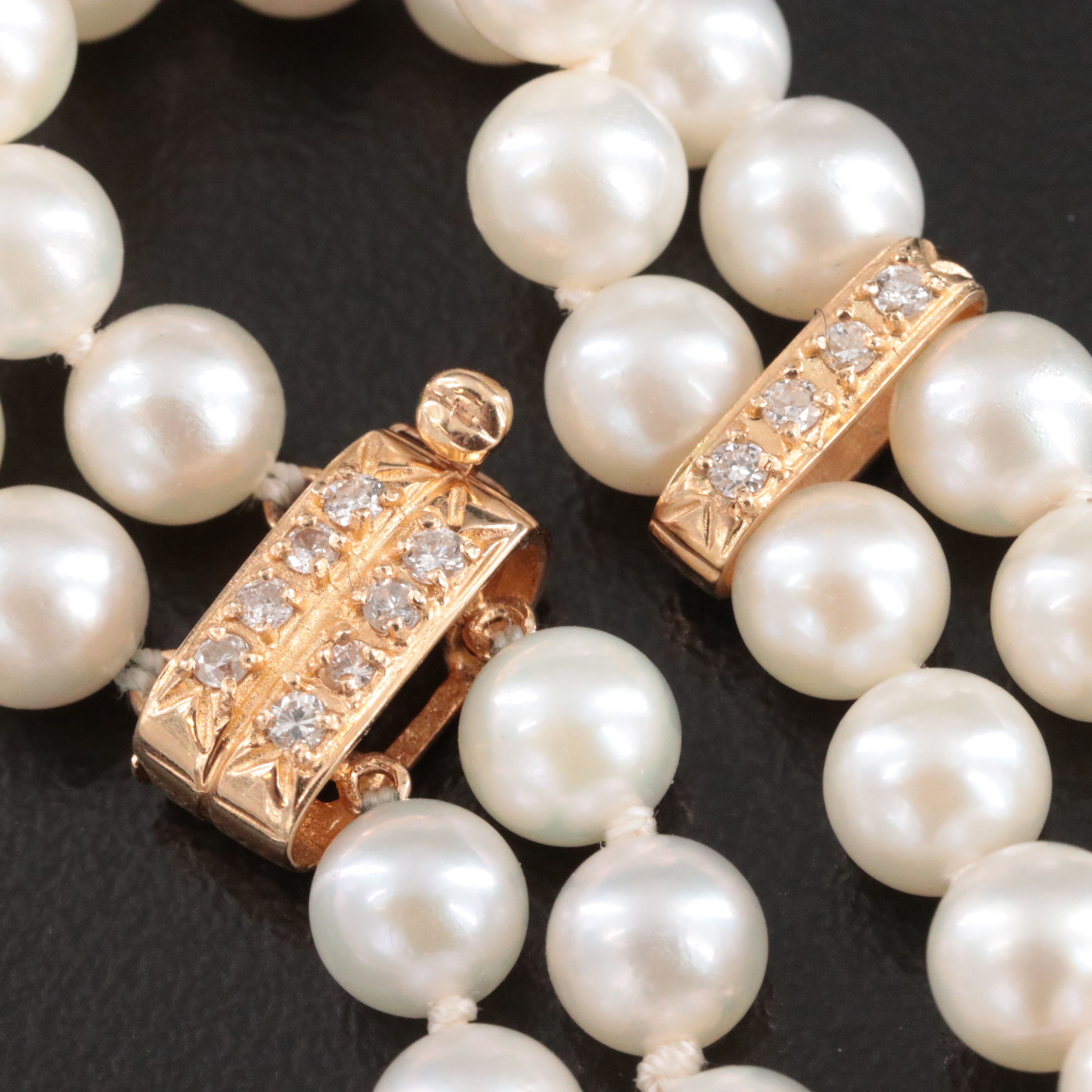 14K Pearl and Diamond Station Bracelet