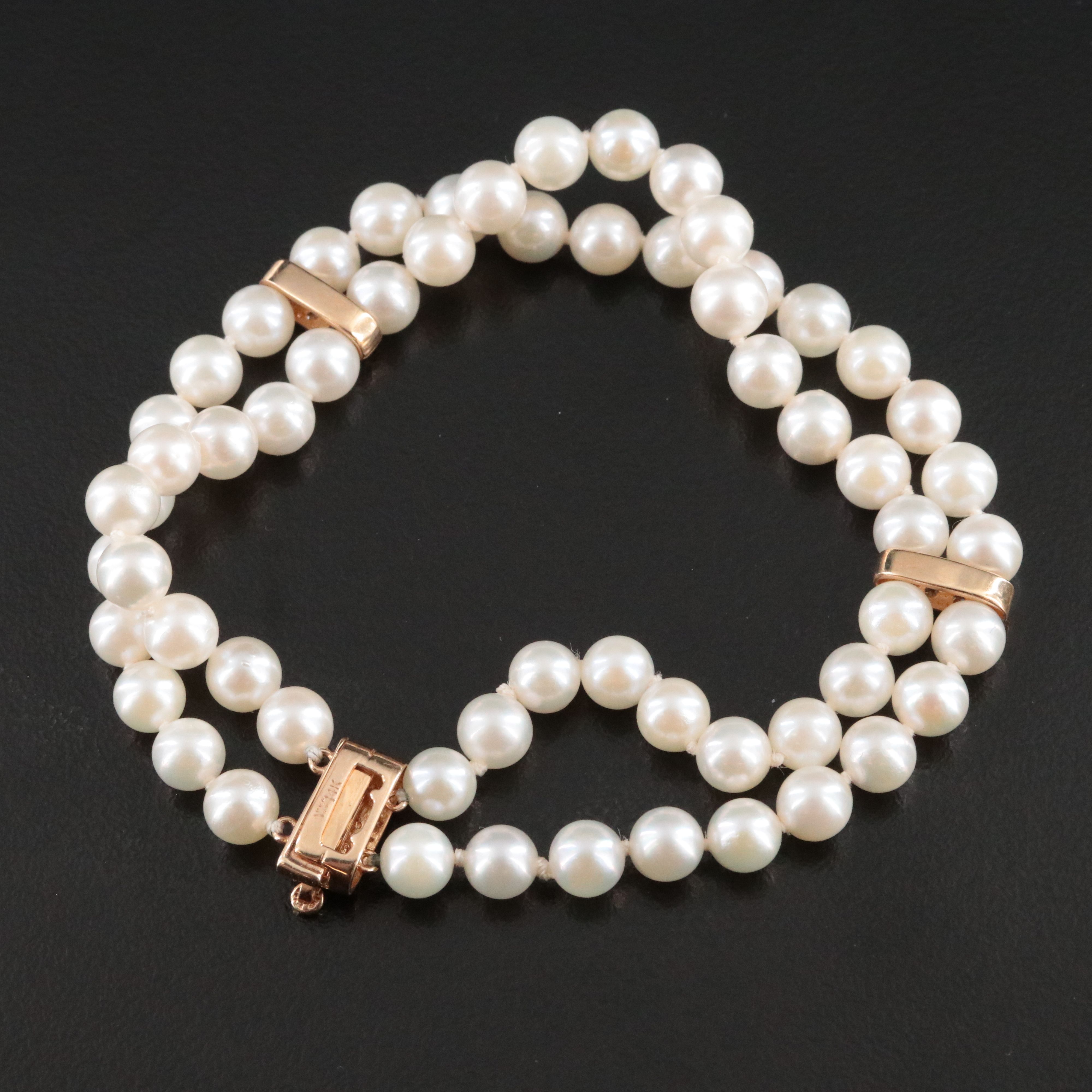 14K Pearl and Diamond Station Bracelet